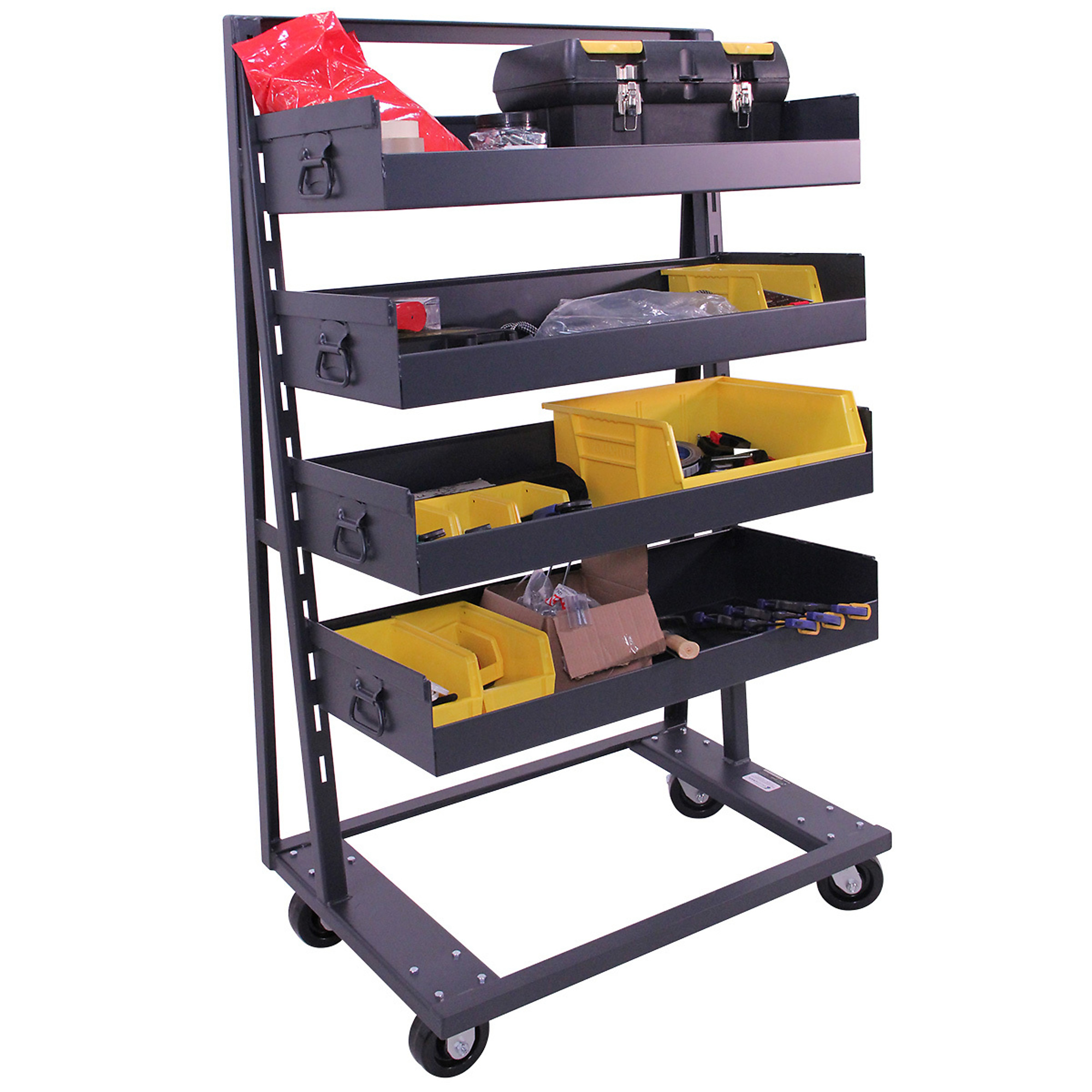 Valley Craft, Heavy Duty A-Frame Cart, 1-Sided, Total Capacity 1500 lb, Shelves (qty.) 4, Material Steel, Model F89071VCGY