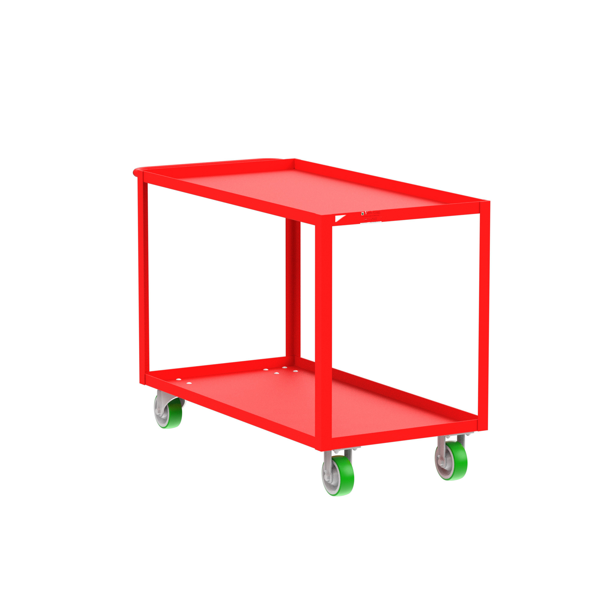 Valley Craft, 2-Shelf Utility Cart, Lipped Top, Total Capacity 2000 lb, Shelves (qty.) 2, Material Steel, Model F89225RDPY