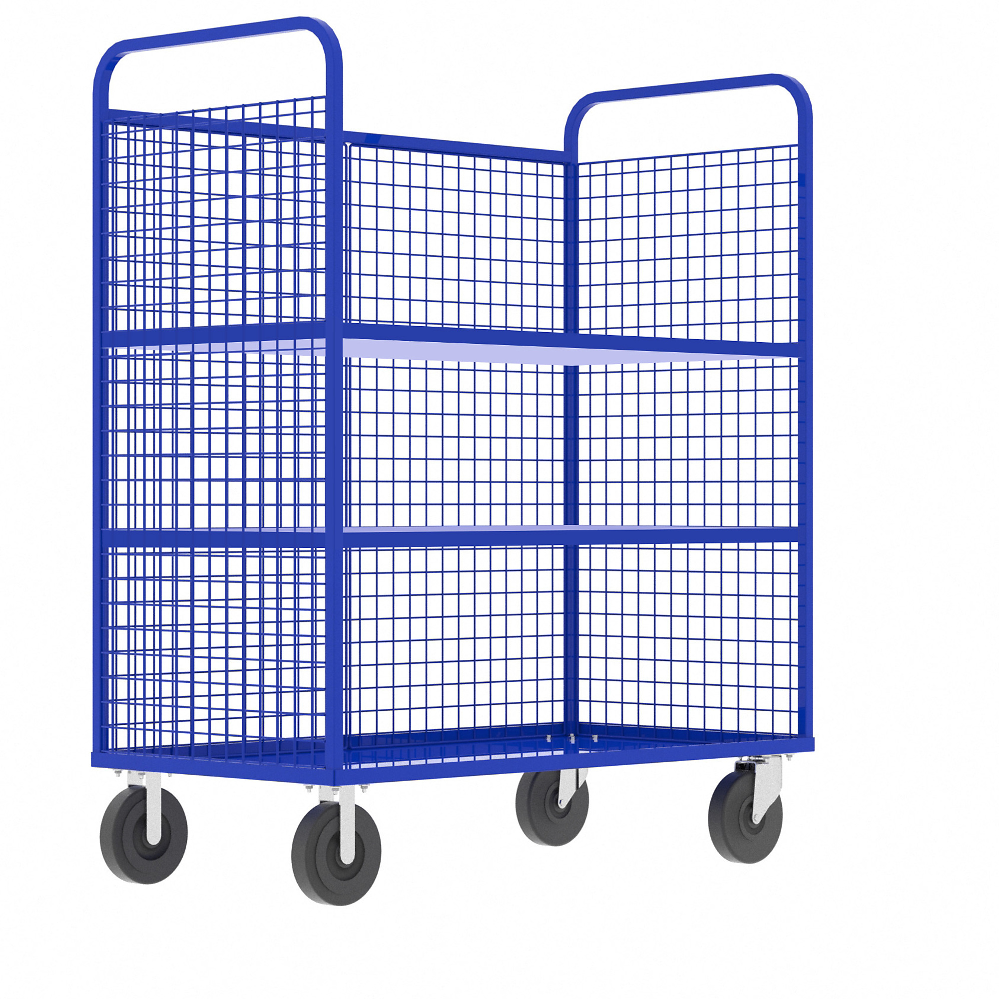 Valley Craft, 3-Sided Stock Picking Cage Cart, 2 Shelves, Total Capacity 1600 lb, Shelves (qty.) 2, Material Steel, Model F89054VCBL