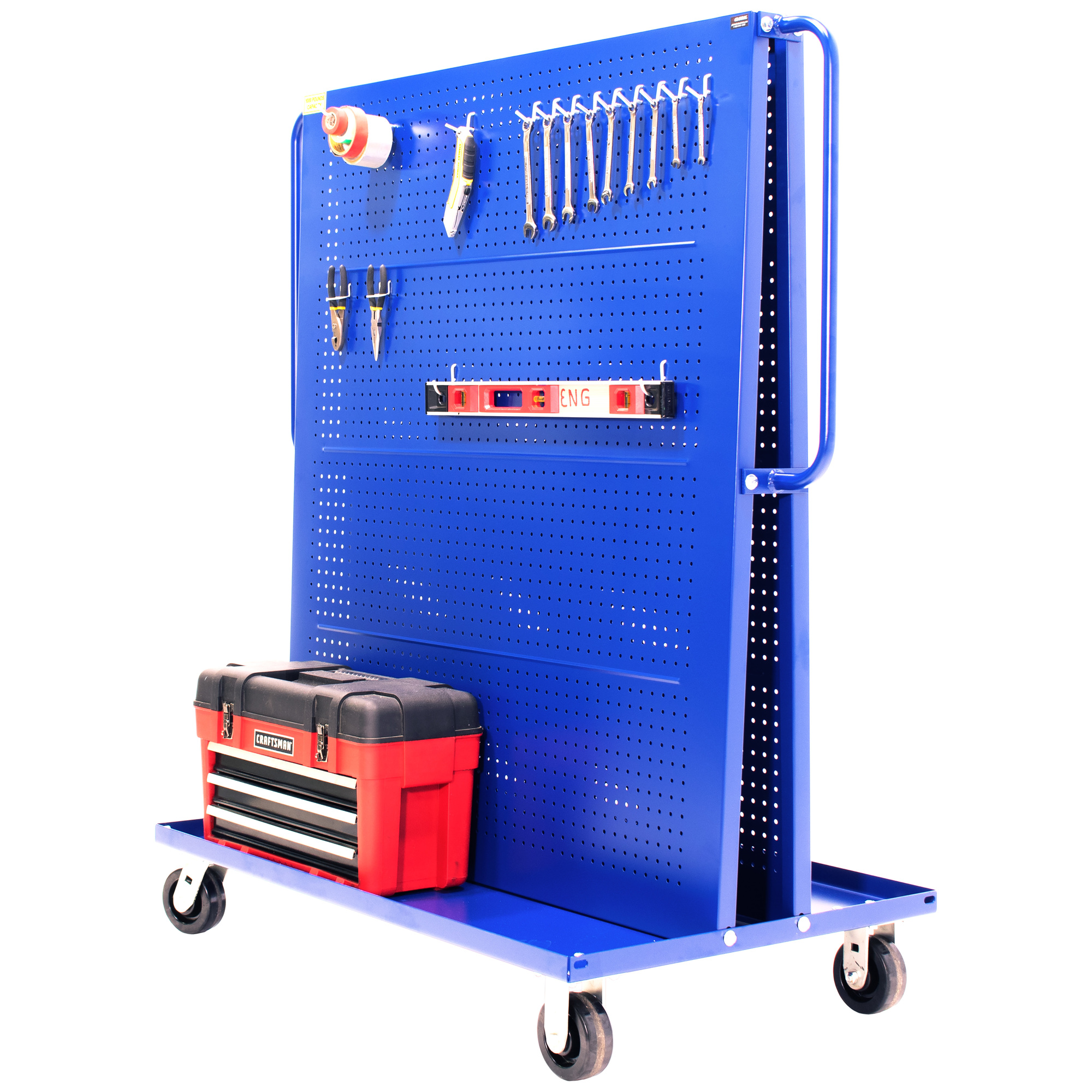 Valley Craft, Bin Tool A-Frame Cart, Pegboard Panels, Total Capacity 1000 lb, Material Steel, Model F89550B