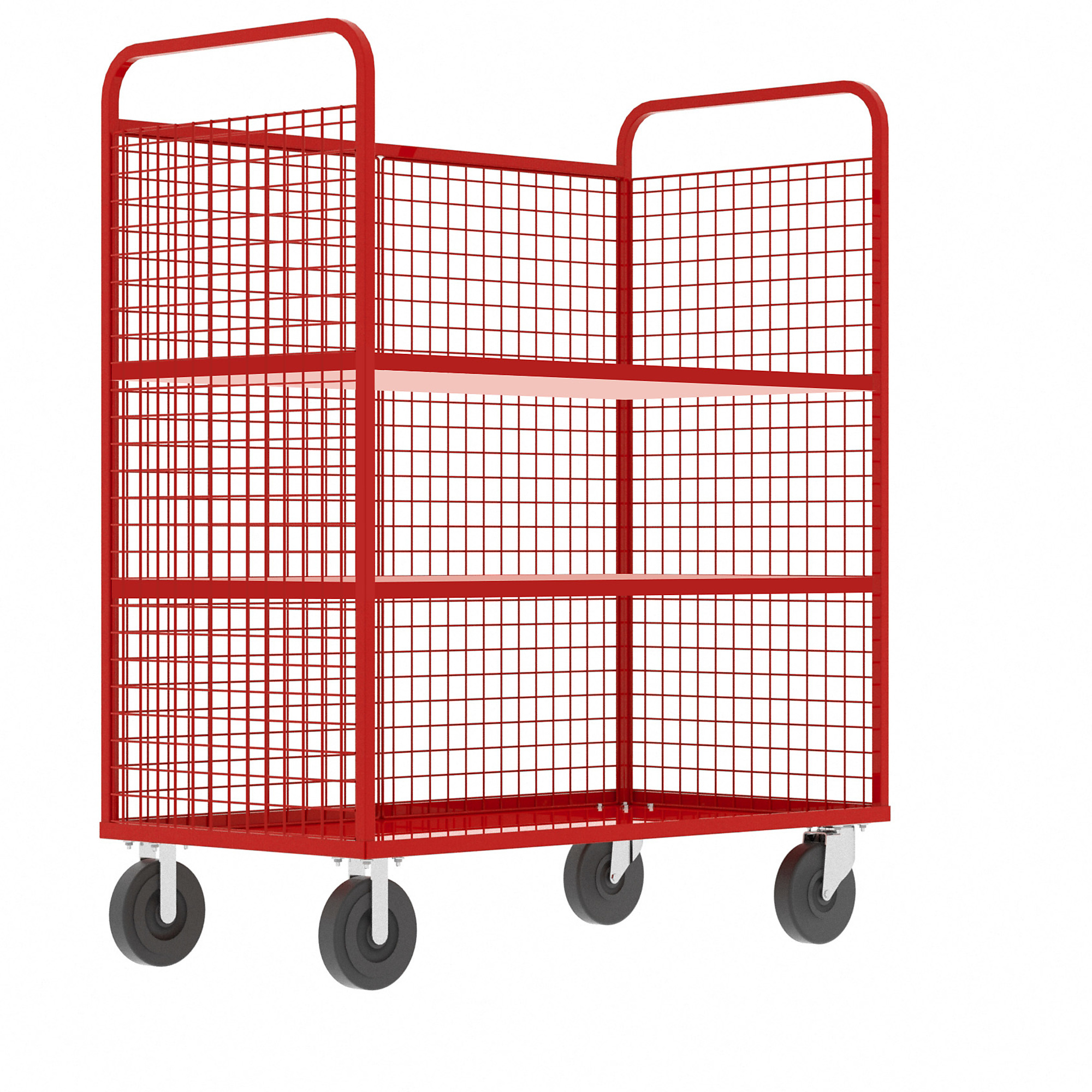 Valley Craft, 3-Sided Stock Picking Cage Cart, 2 Shelves, Total Capacity 1600 lb, Shelves (qty.) 2, Material Steel, Model F89054VCRD