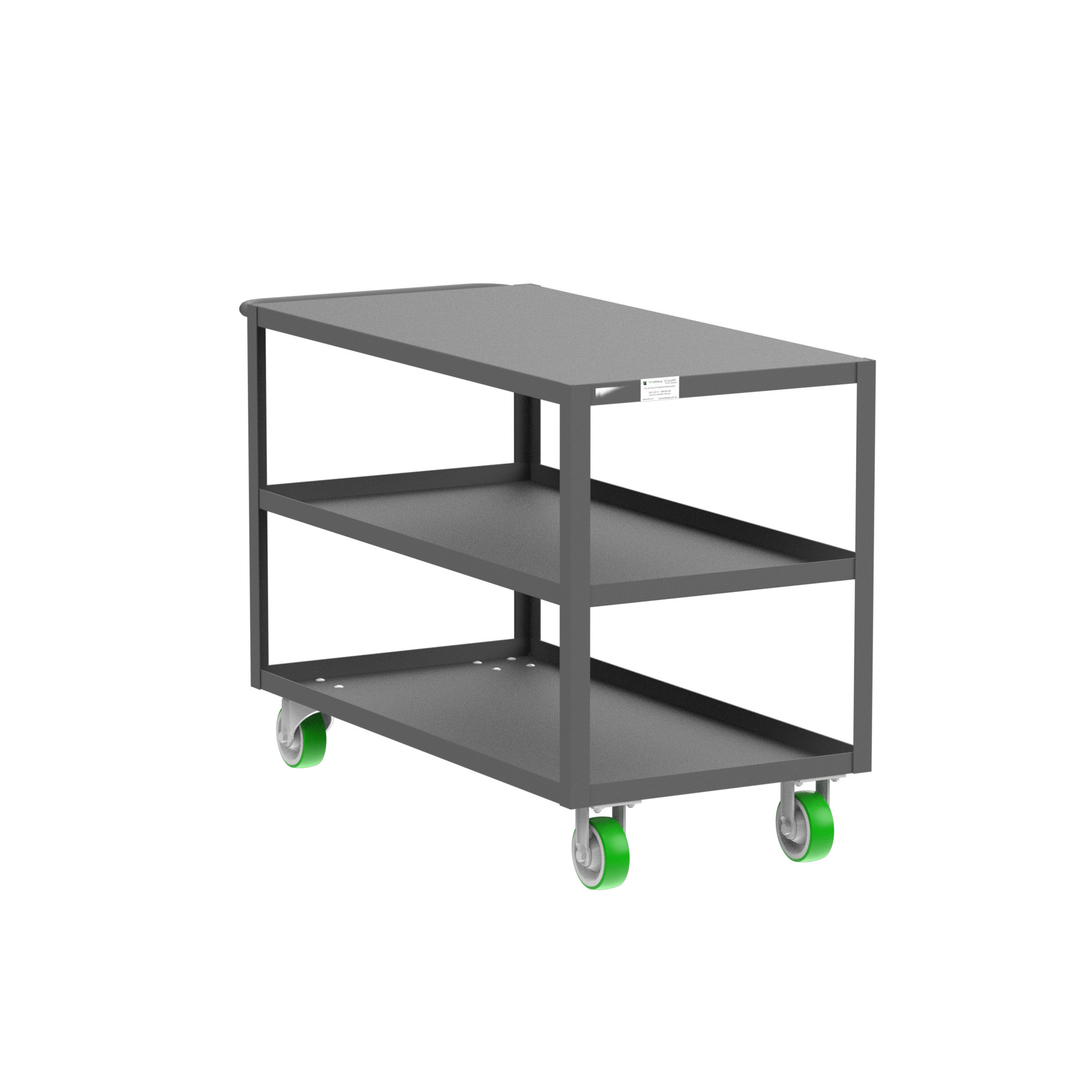 Valley Craft, 3-Shelf Utility Cart, Flat Top, Total Capacity 2000 lb, Shelves (qty.) 3, Material Steel, Model F89219GYPY