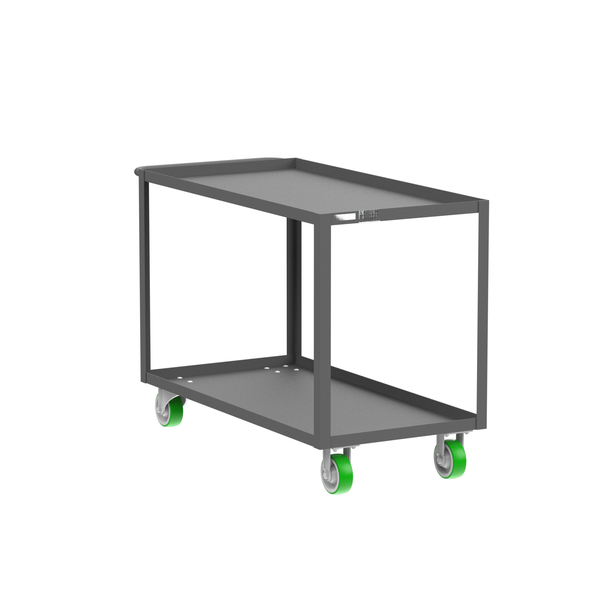 Valley Craft, 2-Shelf Utility Cart, Lipped Top, Total Capacity 2000 lb, Shelves (qty.) 2, Material Steel, Model F89225GYPY