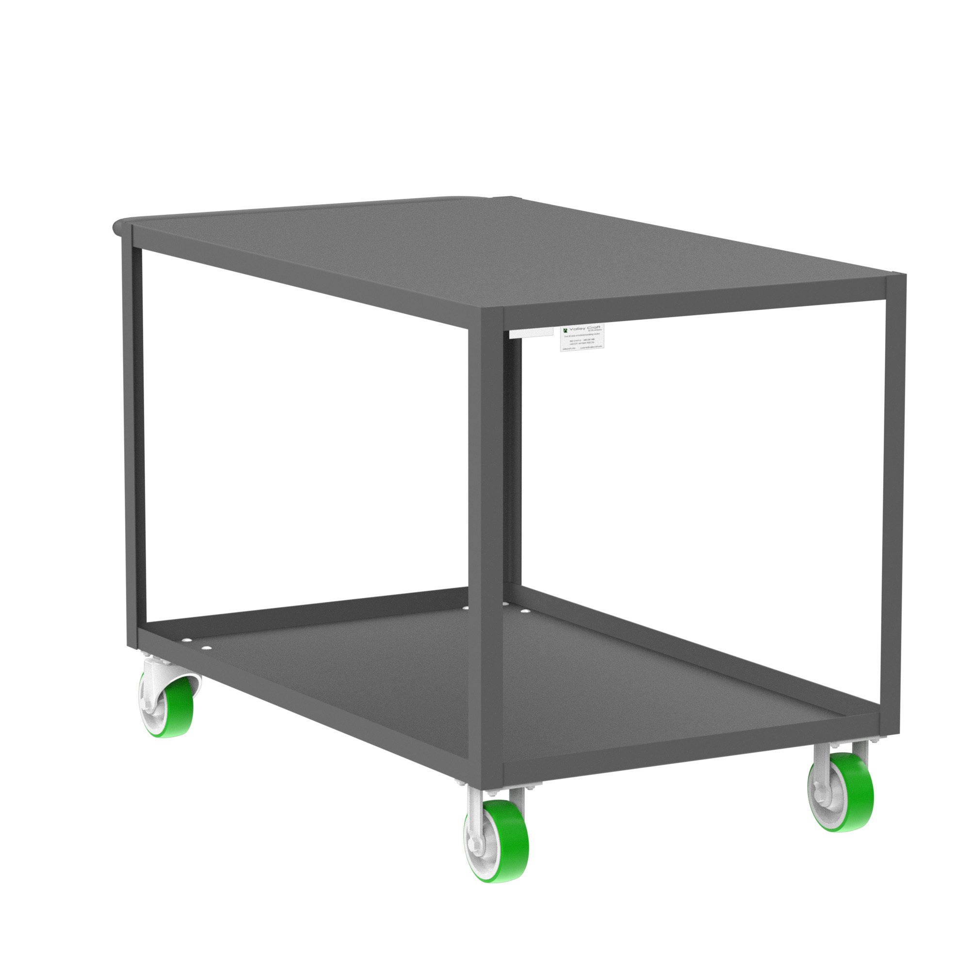 Valley Craft, 2-Shelf Utility Cart, Flat Top, Total Capacity 2000 lb, Shelves (qty.) 2, Material Steel, Model F89181GYPY