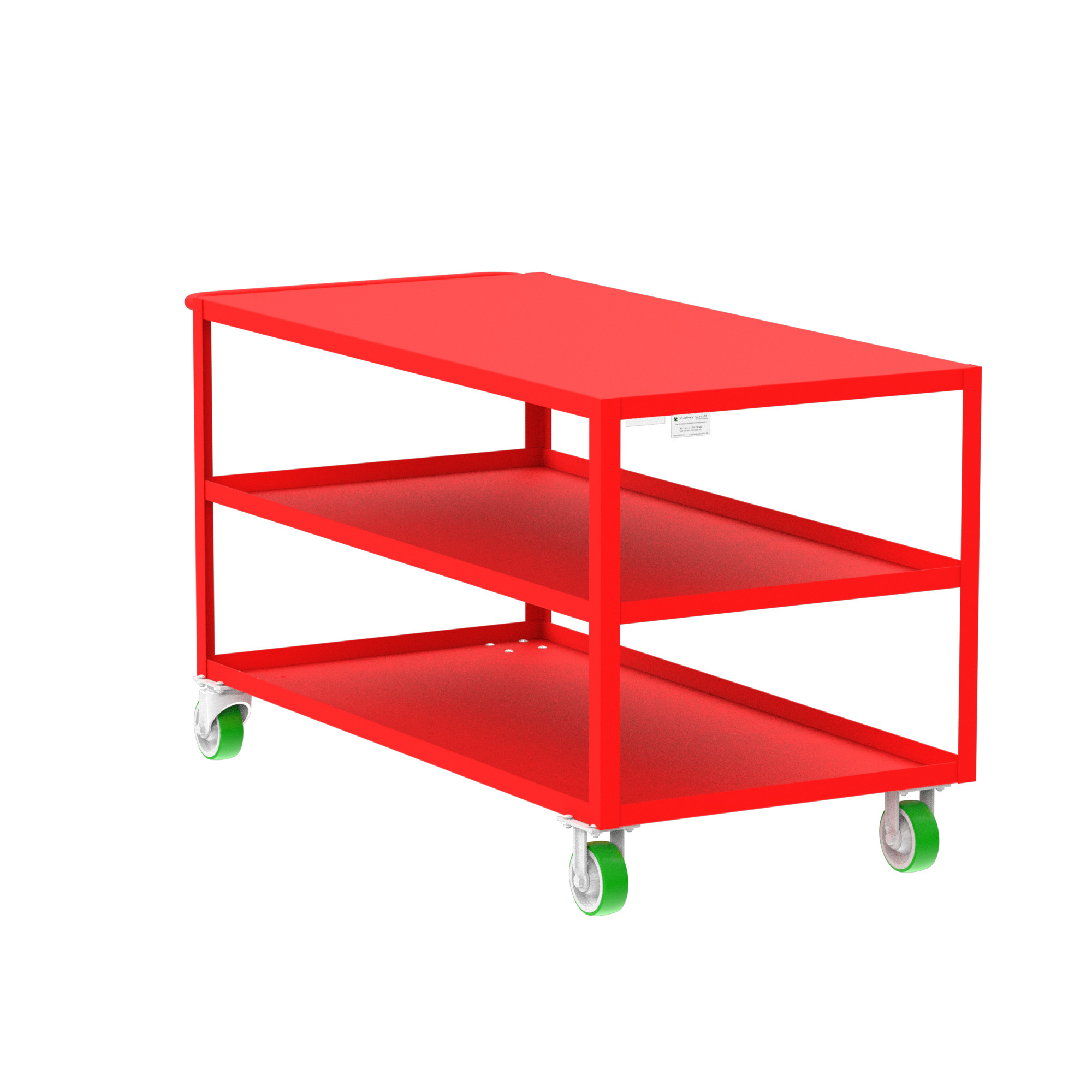 Valley Craft, 3-Shelf Utility Cart, Flat Top, Total Capacity 2000 lb, Shelves (qty.) 3, Material Steel, Model F89173RDPY