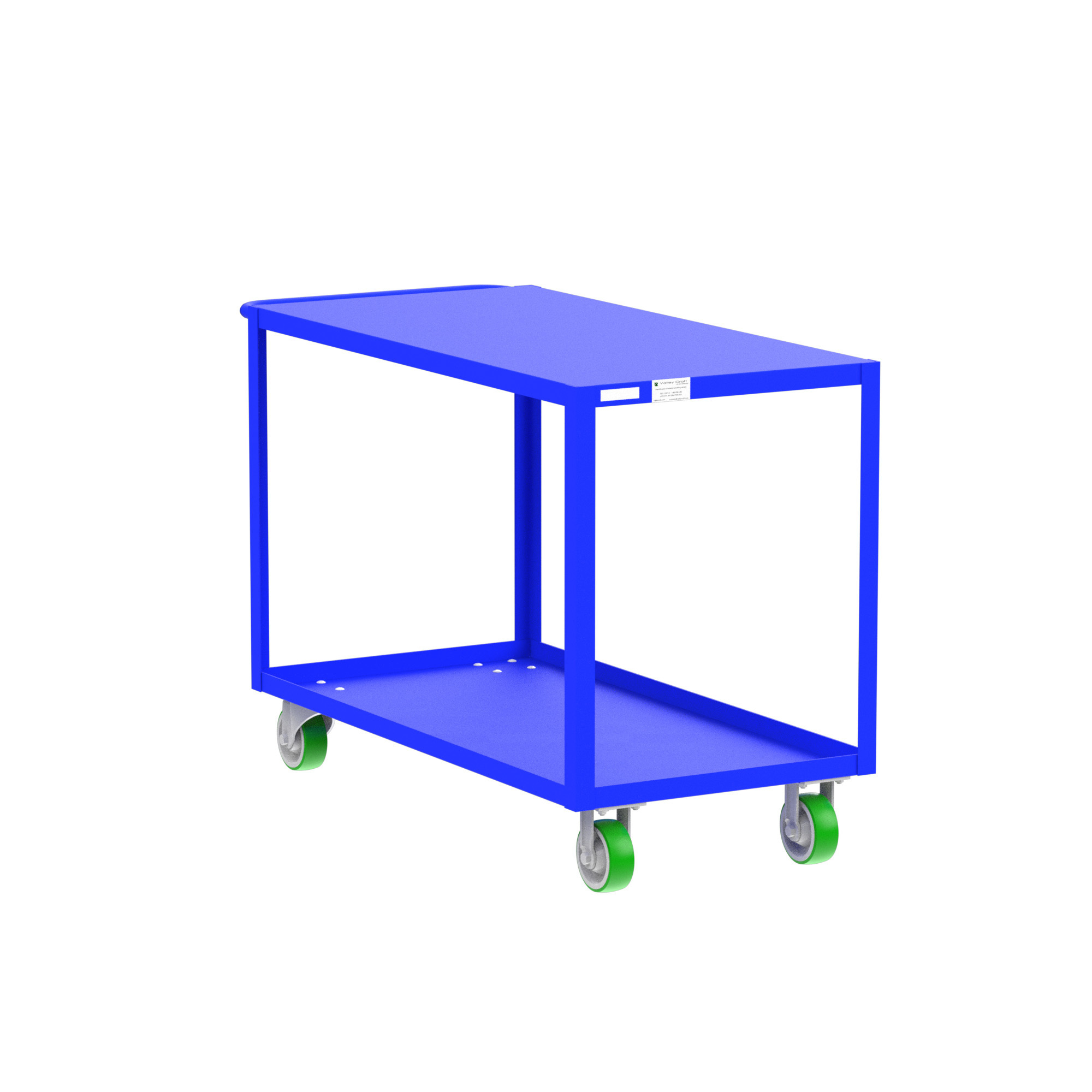 Valley Craft, 2-Shelf Utility Cart, Flat Top, Total Capacity 2000 lb, Shelves (qty.) 2, Material Steel, Model F89223BUPY