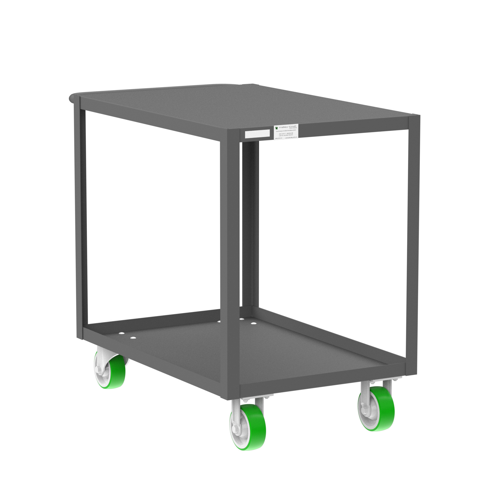 Valley Craft, 2-Shelf Utility Cart, Flat Top, Total Capacity 2000 lb, Shelves (qty.) 2, Material Steel, Model F89224GYPY