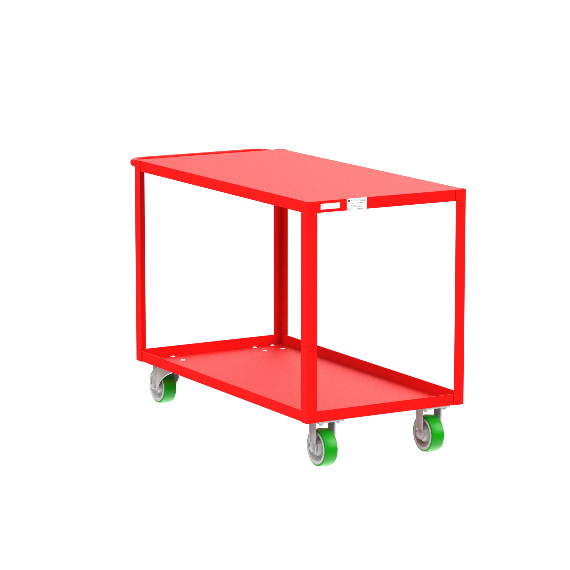 Valley Craft, 2-Shelf Utility Cart, Flat Top, Total Capacity 2000 lb, Shelves (qty.) 2, Material Steel, Model F89223RDPY