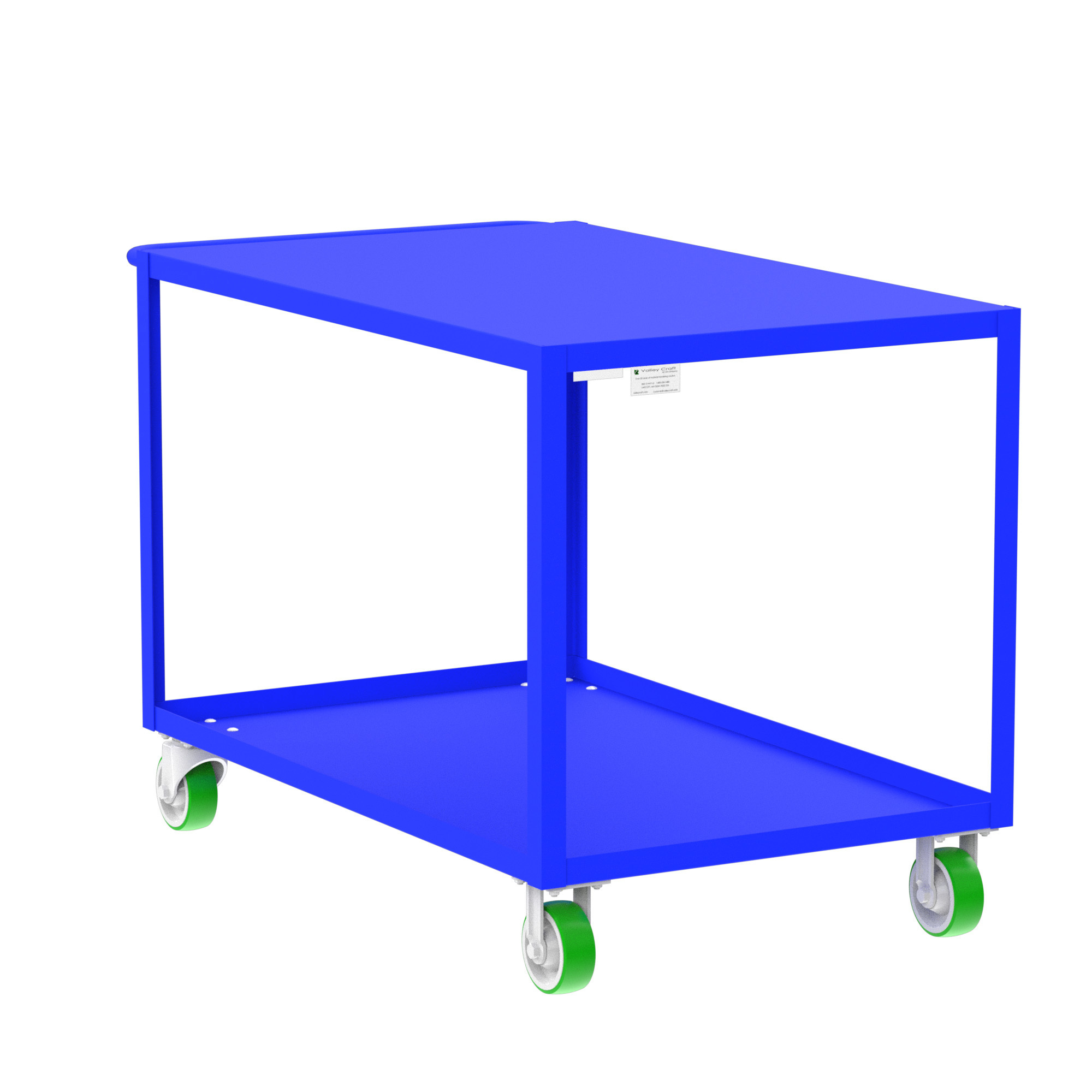 Valley Craft, 2-Shelf Utility Cart, Flat Top, Total Capacity 2000 lb, Shelves (qty.) 2, Material Steel, Model F89181BUPY