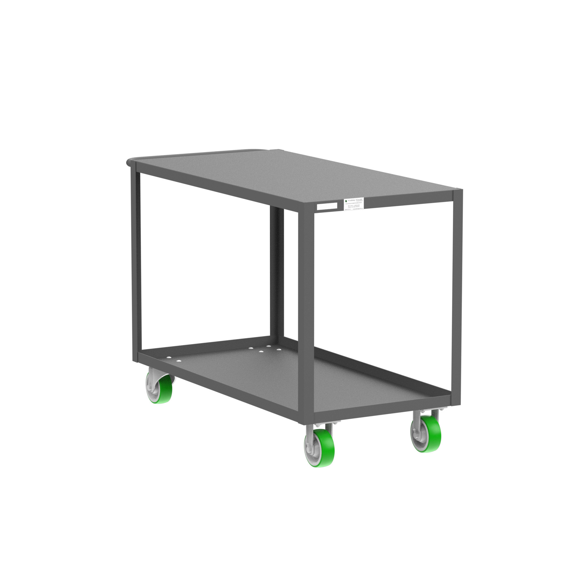 Valley Craft, 2-Shelf Utility Cart, Flat Top, Total Capacity 2000 lb, Shelves (qty.) 2, Material Steel, Model F89223GYPY