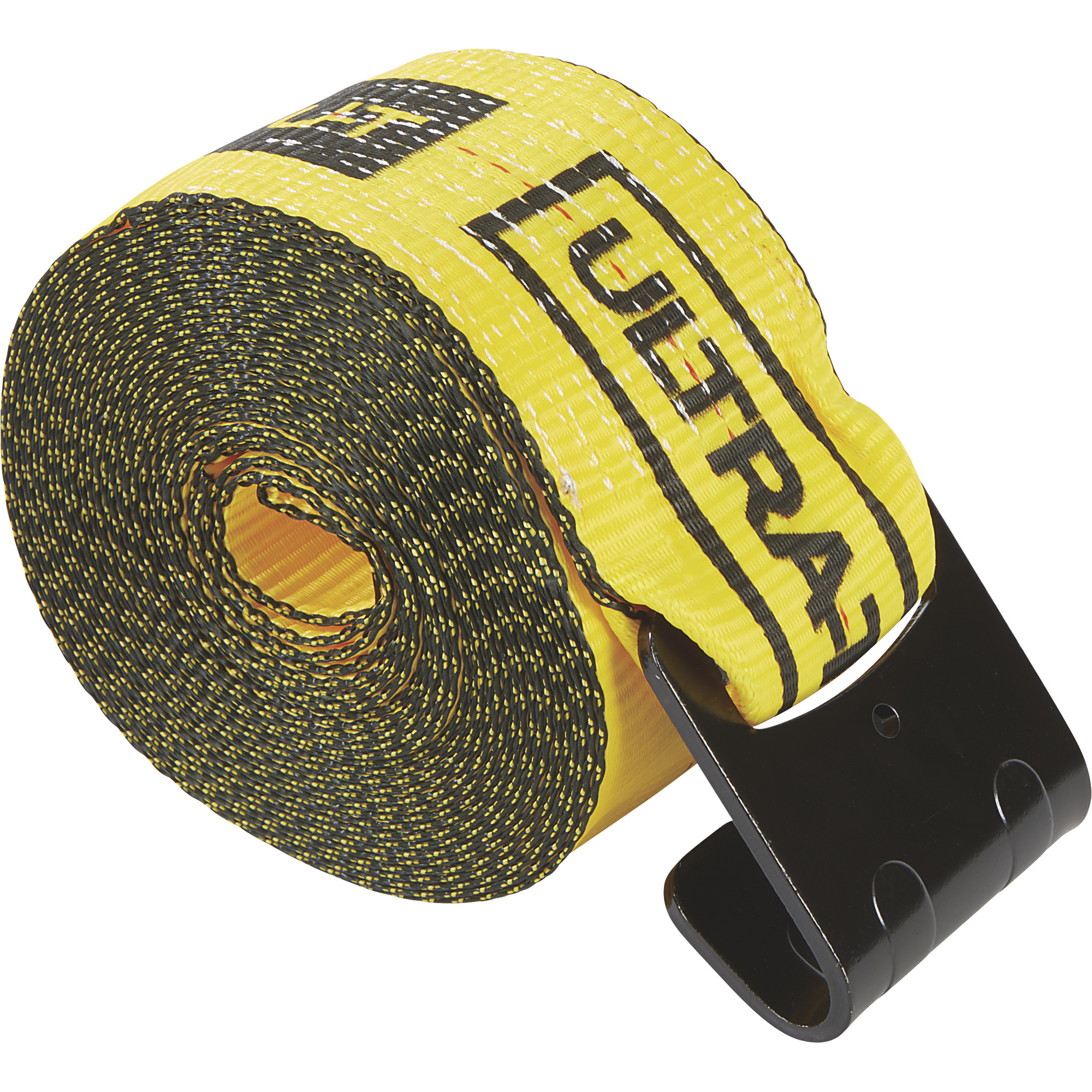 Ultra-Tow 4Inch x 30ft. Winch Strap with Flat Hooks, 16,200-Lb. Breaking Strength, 5400-Lb. Working Load, Yellow, Model A818301