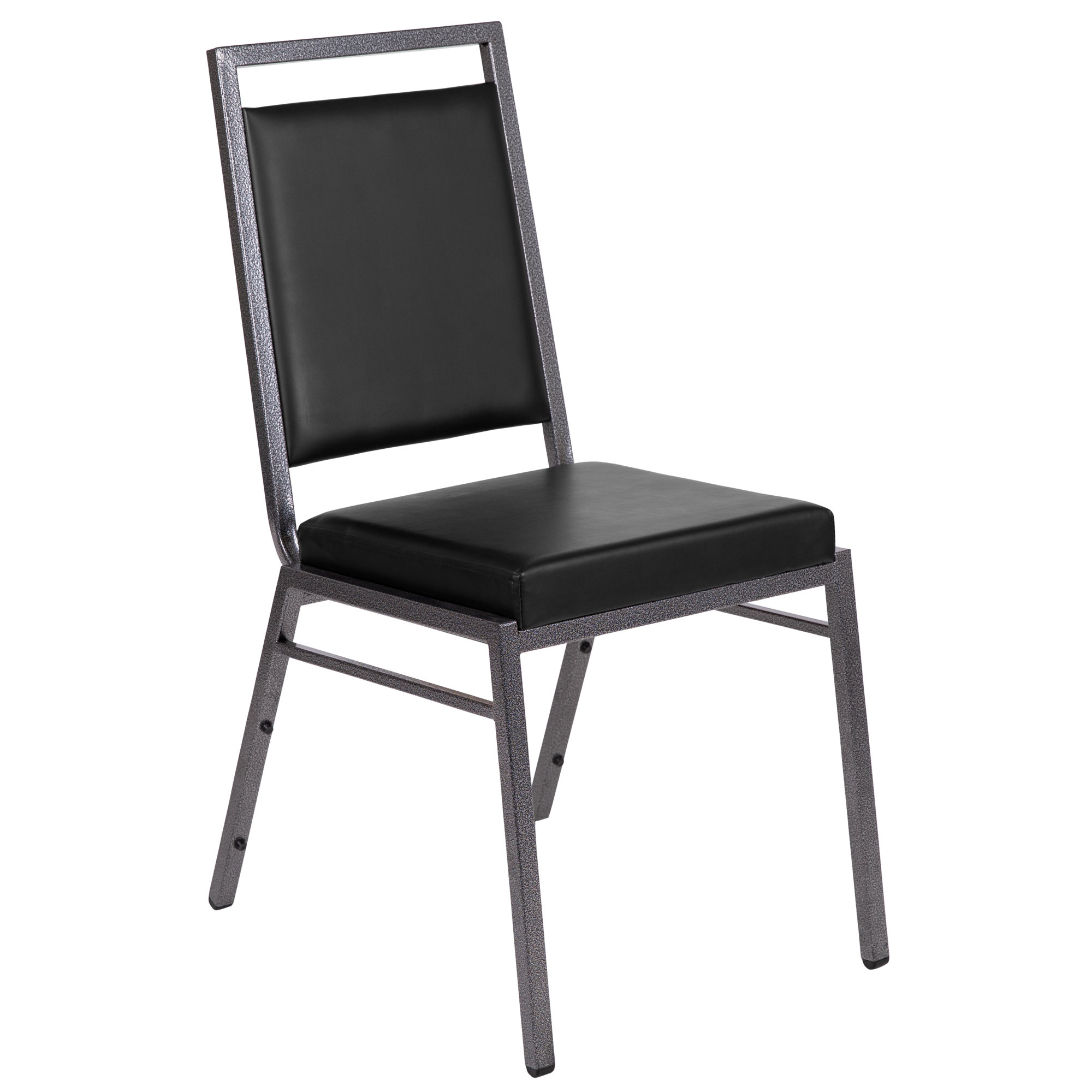 Flash Furniture, Square Back Event Banquet Stack Chair, Black Vinyl, Primary Color Black, Included (qty.) 1, Model FDLUXSILBKV