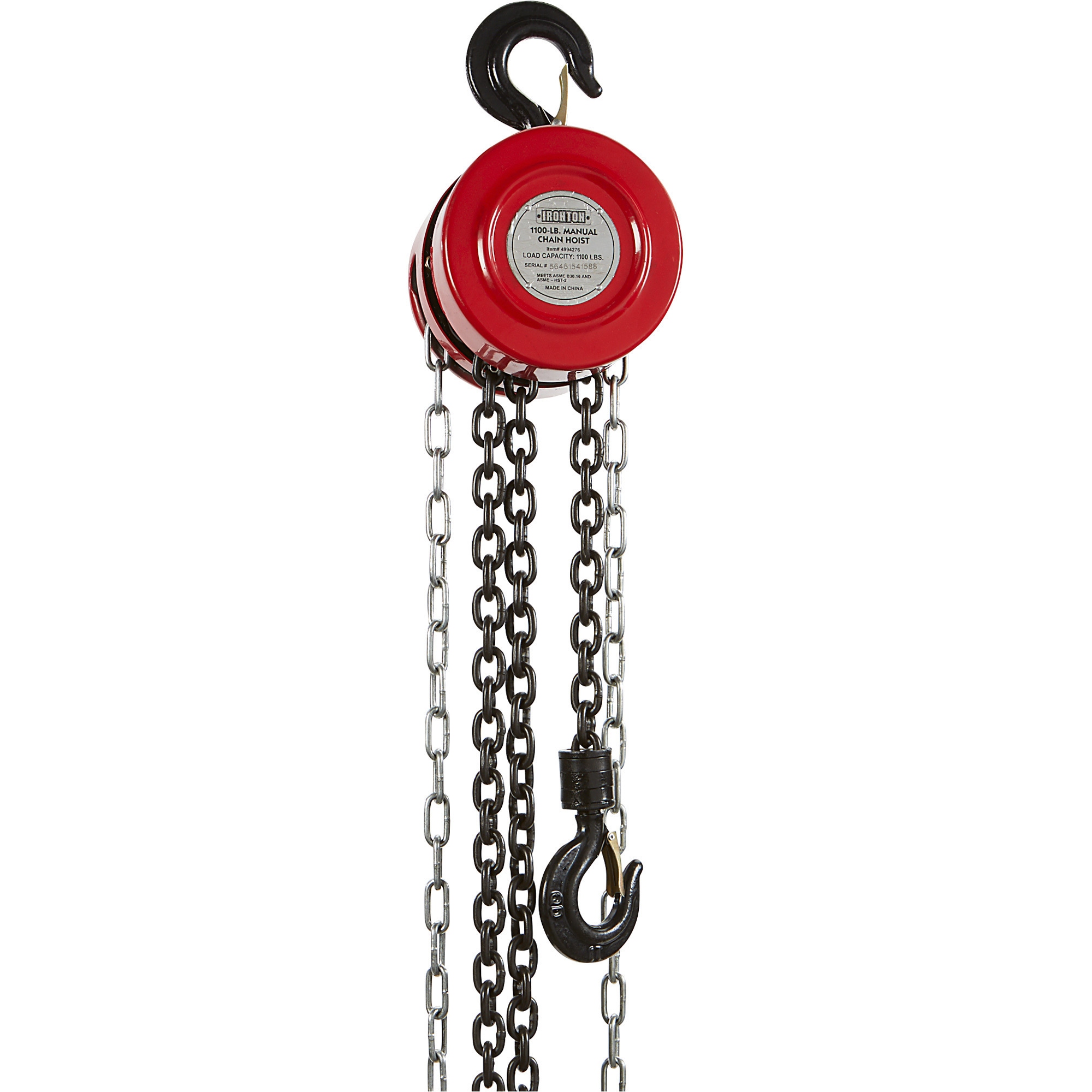 Ironton Manual Chain Hoist, 2200-Lb. Capacity, 10ft. Lift