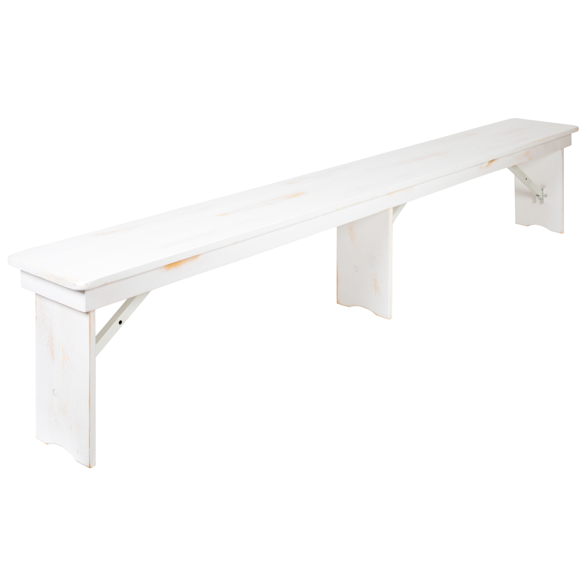 Flash Furniture, White 8ft.x12Inch Rustic Solid Pine Folding 3 Leg Bench, Primary Color White, Included (qty.) 1 Model XAB96X12LWH