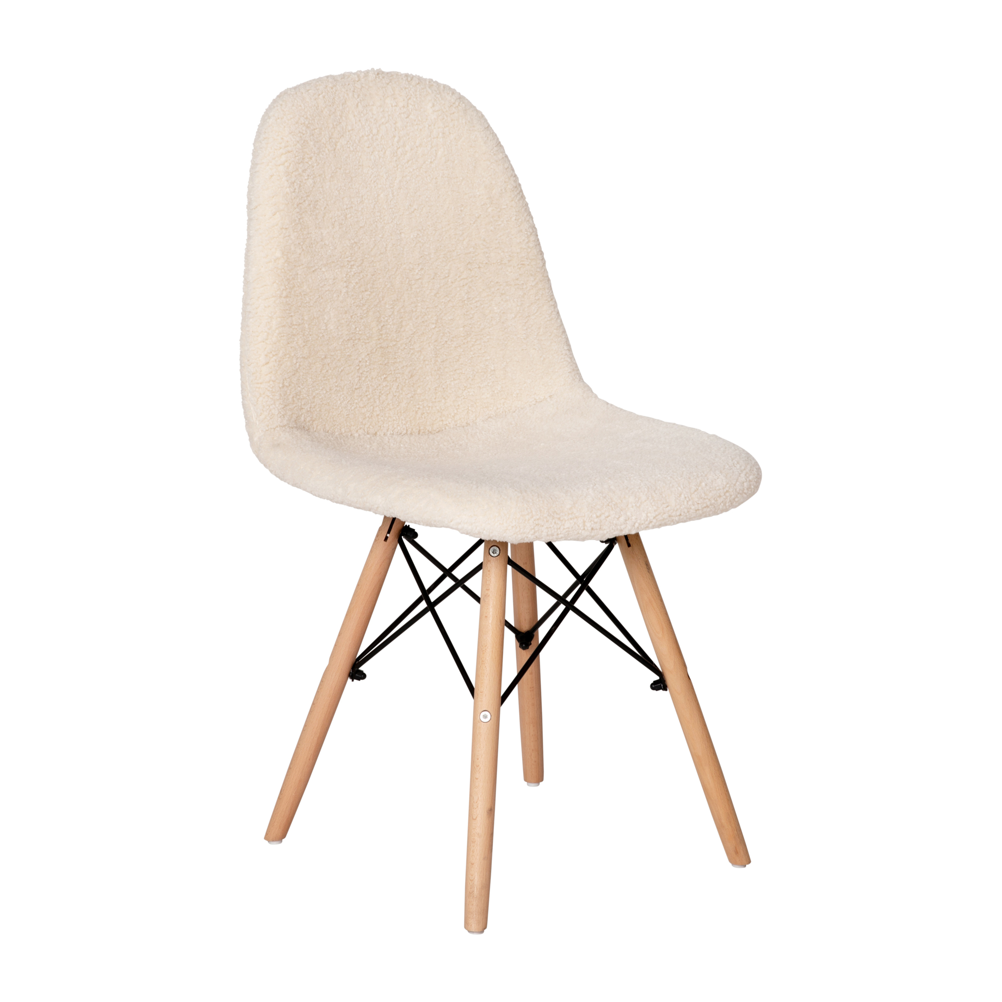 Flash Furniture, Off-White Faux Shearling Chair with Wood Legs, Primary Color Off White, Included (qty.) 1, Model DL10W