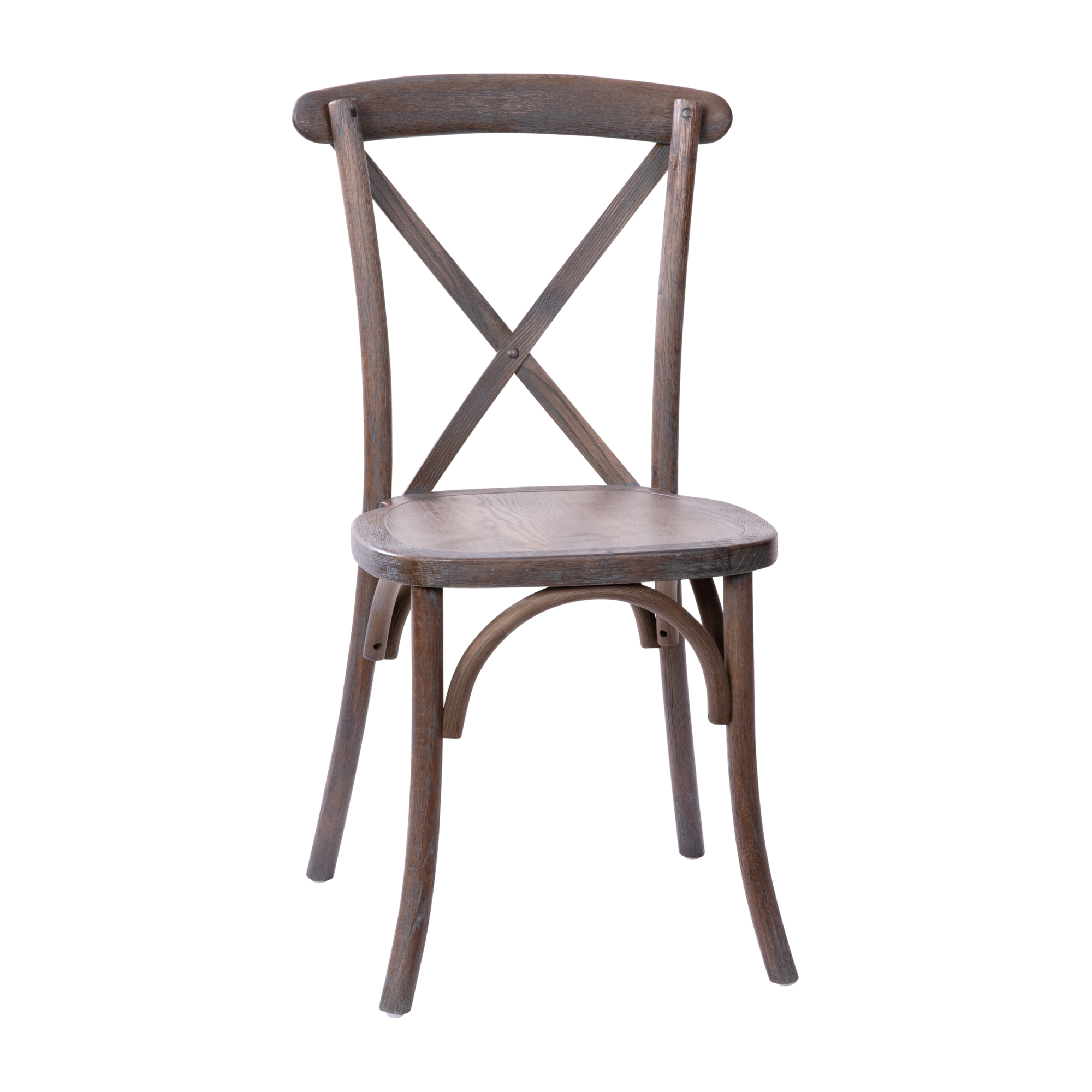 Flash Furniture, Grayed Dark Driftwood X-Back Dining Chairs, Primary Color Brown, Included (qty.) 1, Model XBACKBURDRIFT