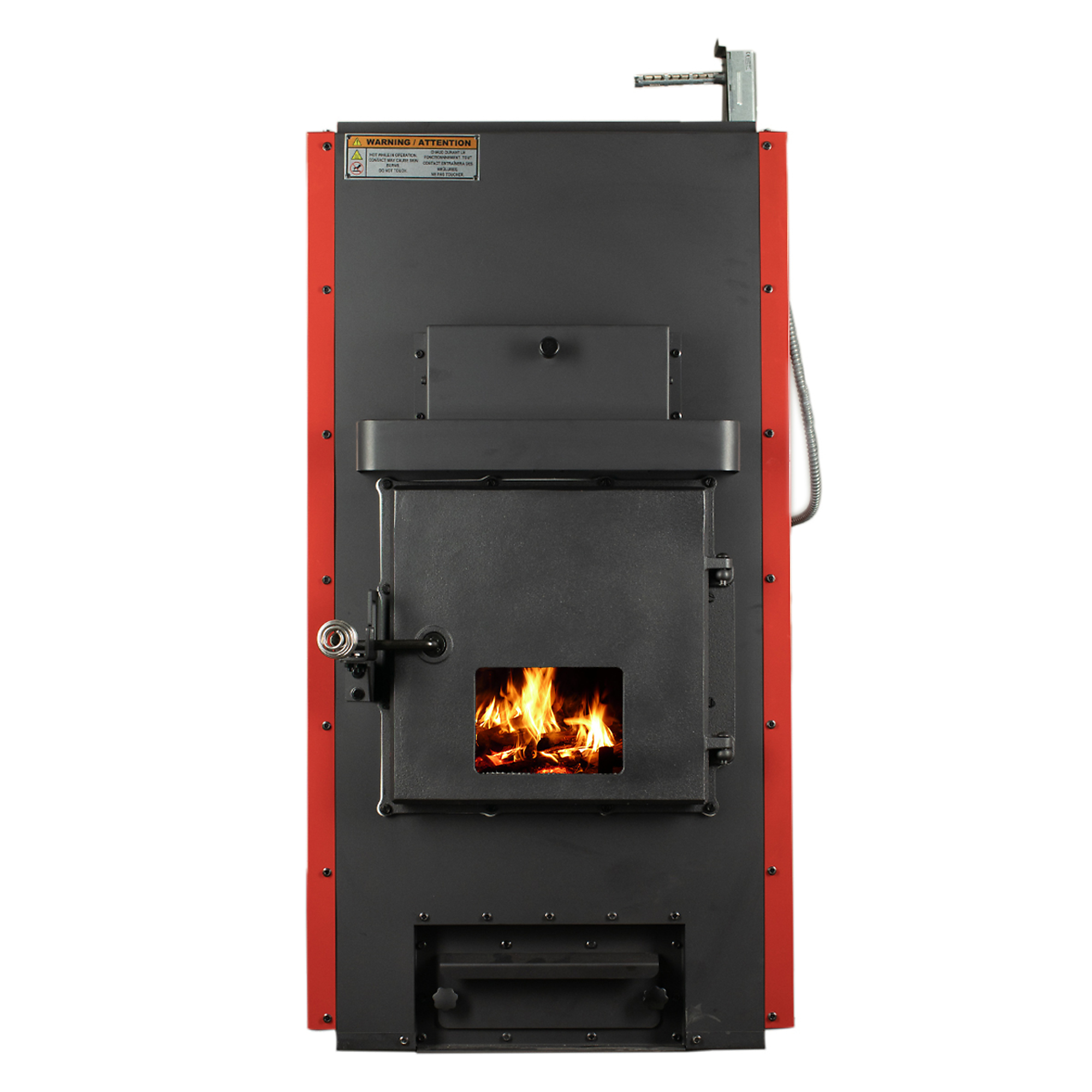 Hot Blast Wood Furnace, Heat Output 180000 Btu/hour, Heating Capability 3500 ft², Color Family Red, Model - US Stove Company HB1520
