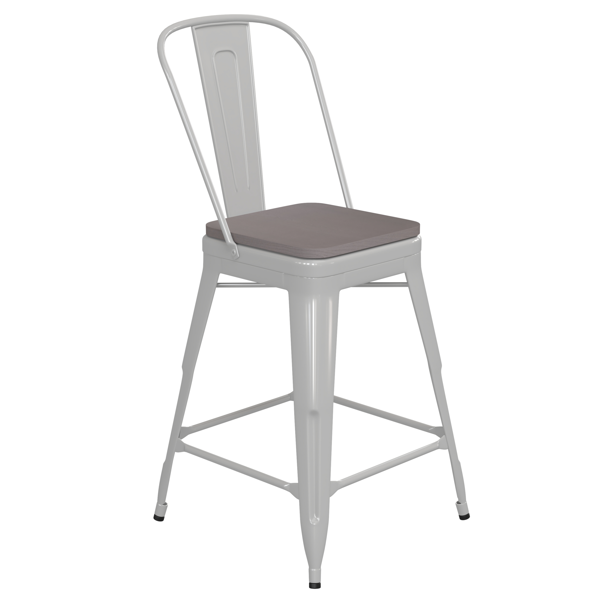 Flash Furniture, 24Inch White Metal Counter Stool-Gray Poly Seat, Primary Color White, Included (qty.) 1, Model CH3132024GBWP2G