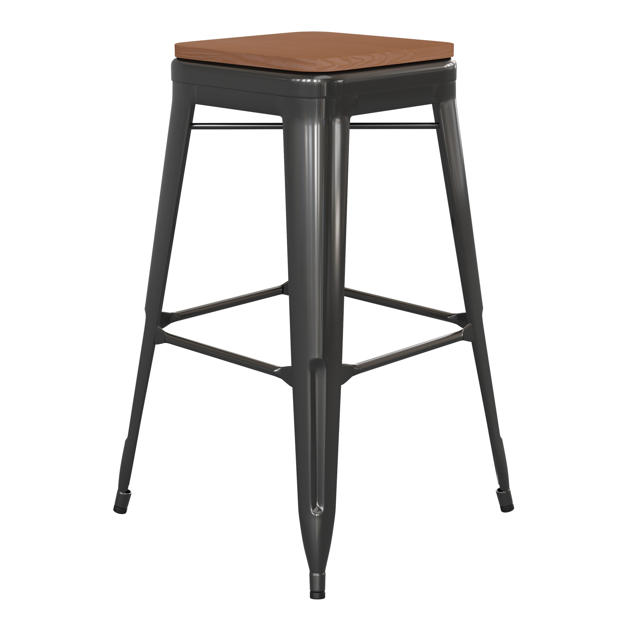 Flash Furniture, 30Inch Black Metal Stool-Teak Poly Seat, Primary Color Black, Included (qty.) 1, Model CH3132030BKPL2T