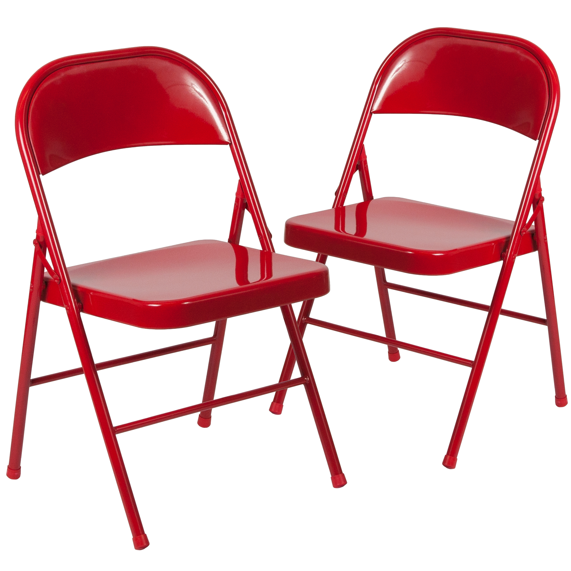 Flash Furniture, 2 Pack Double Braced Red Metal Folding Event Chair, Primary Color Red, Included (qty.) 2, Model 2BDF002RED
