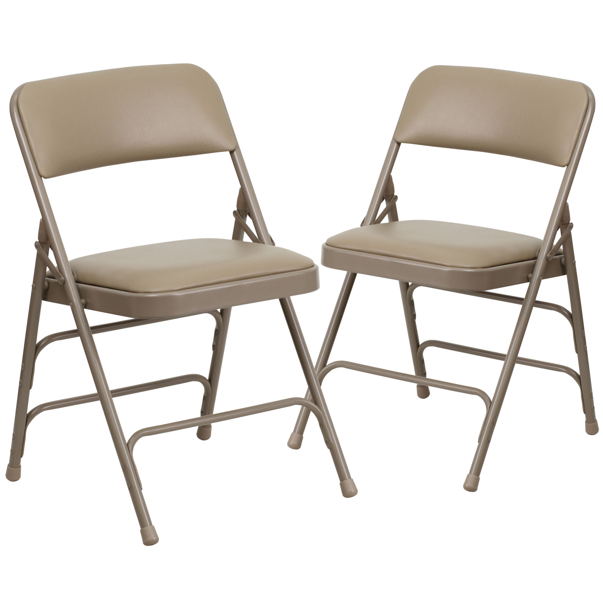 Flash Furniture, 2PK Triple Braced Beige Vinyl Metal Folding Chair, Primary Color Beige, Included (qty.) 2, Model 2HAMC309AVBGE