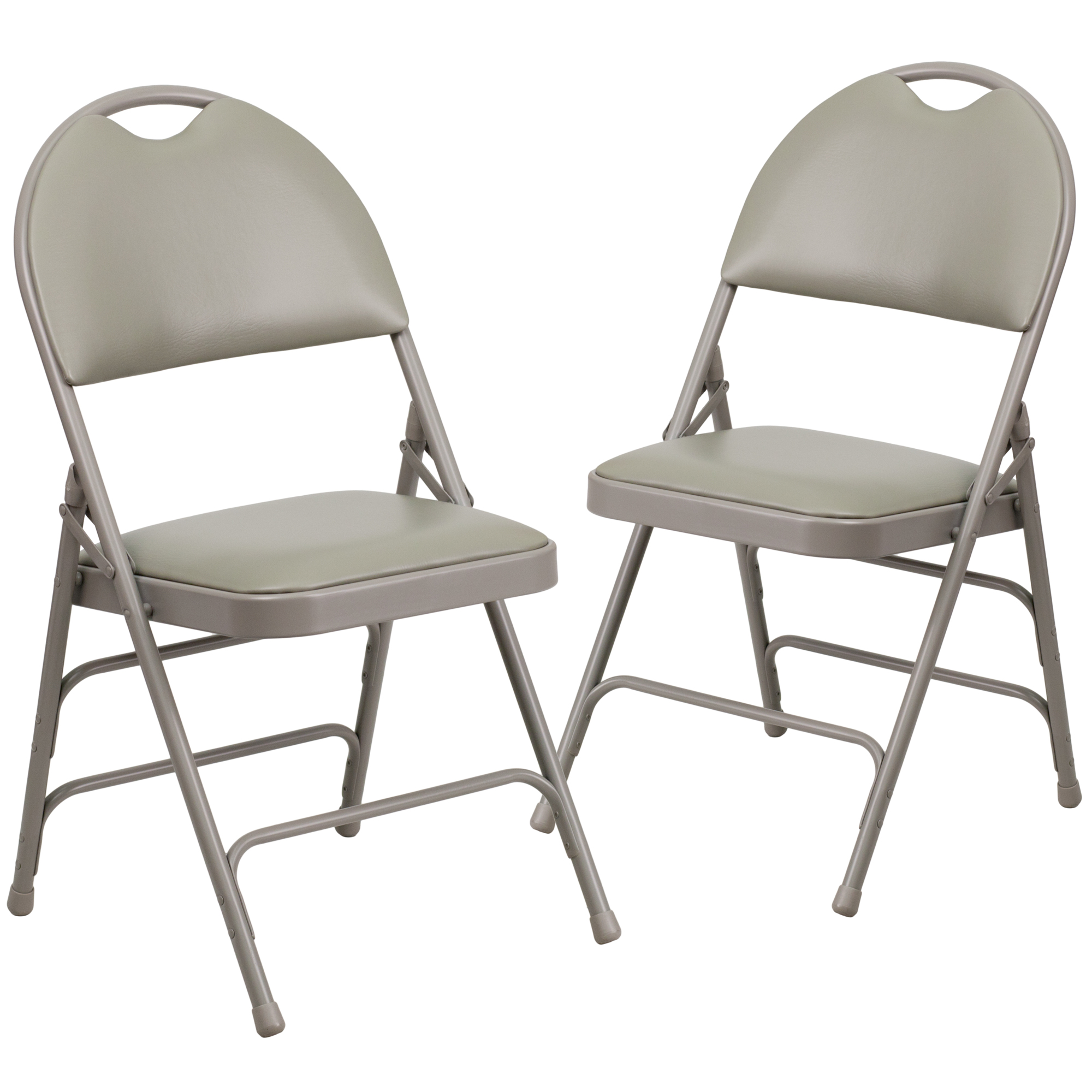 Flash Furniture, 2Pack Triple Braced Gray Vinyl Metal Folding Chair, Primary Color Gray, Included (qty.) 2, Model 2HAMC705AV3GY