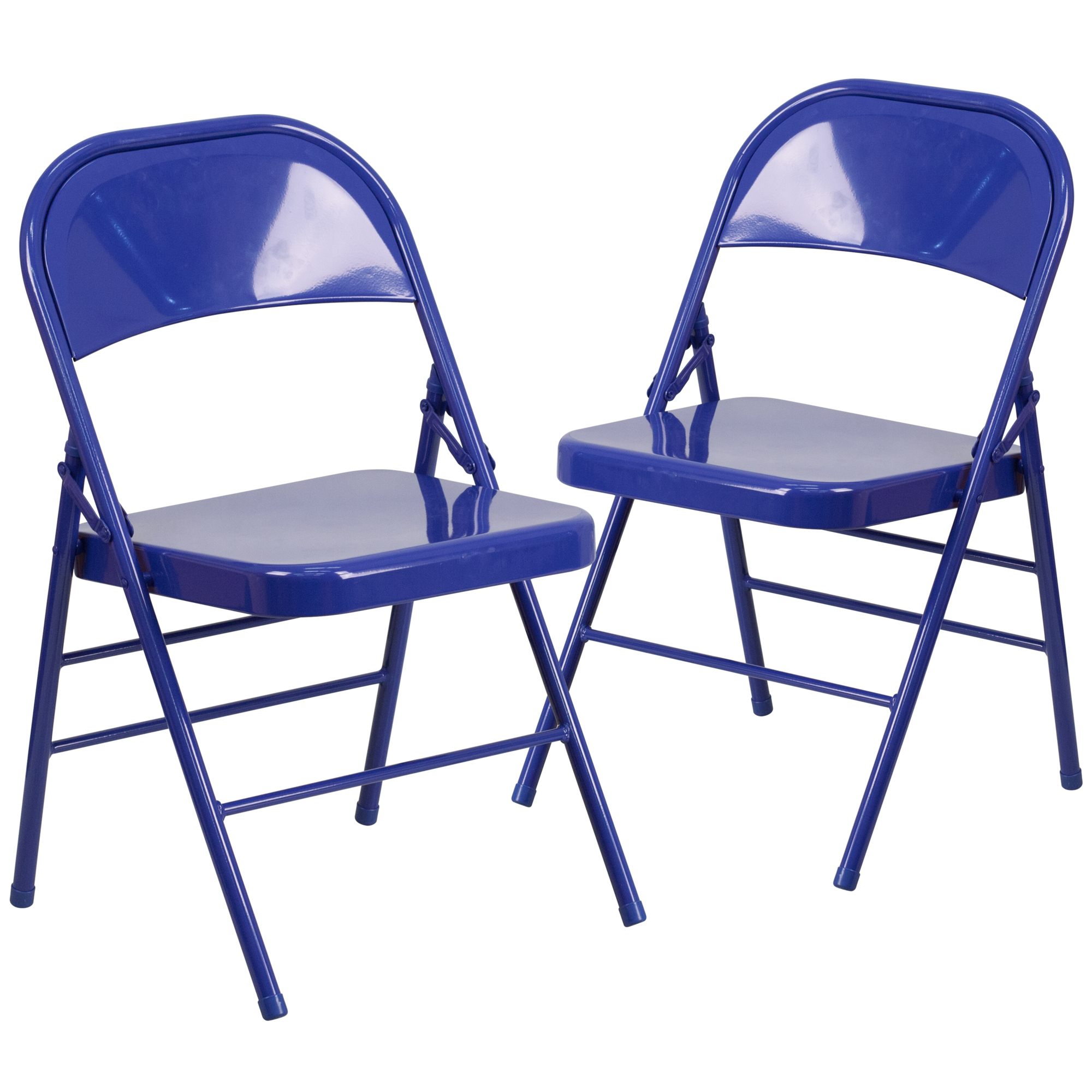 Flash Furniture, 2PK Cobalt Blue Triple Braced Metal Folding Chair, Primary Color Blue, Included (qty.) 2, Model 2HF3BLUE