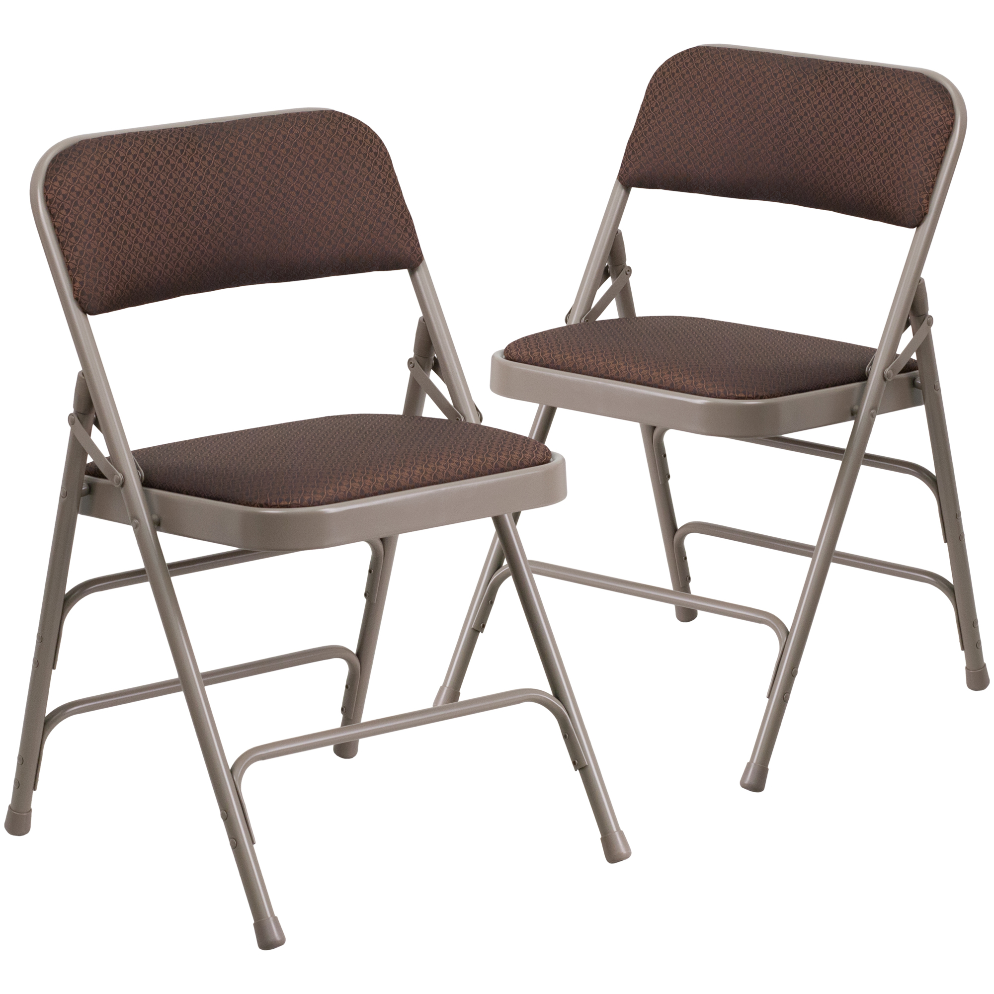 Flash Furniture, 2PK Curved Triple Braced Brown Fabric Metal Chair, Primary Color Brown, Included (qty.) 2, Model 2AWMC309AFBRN