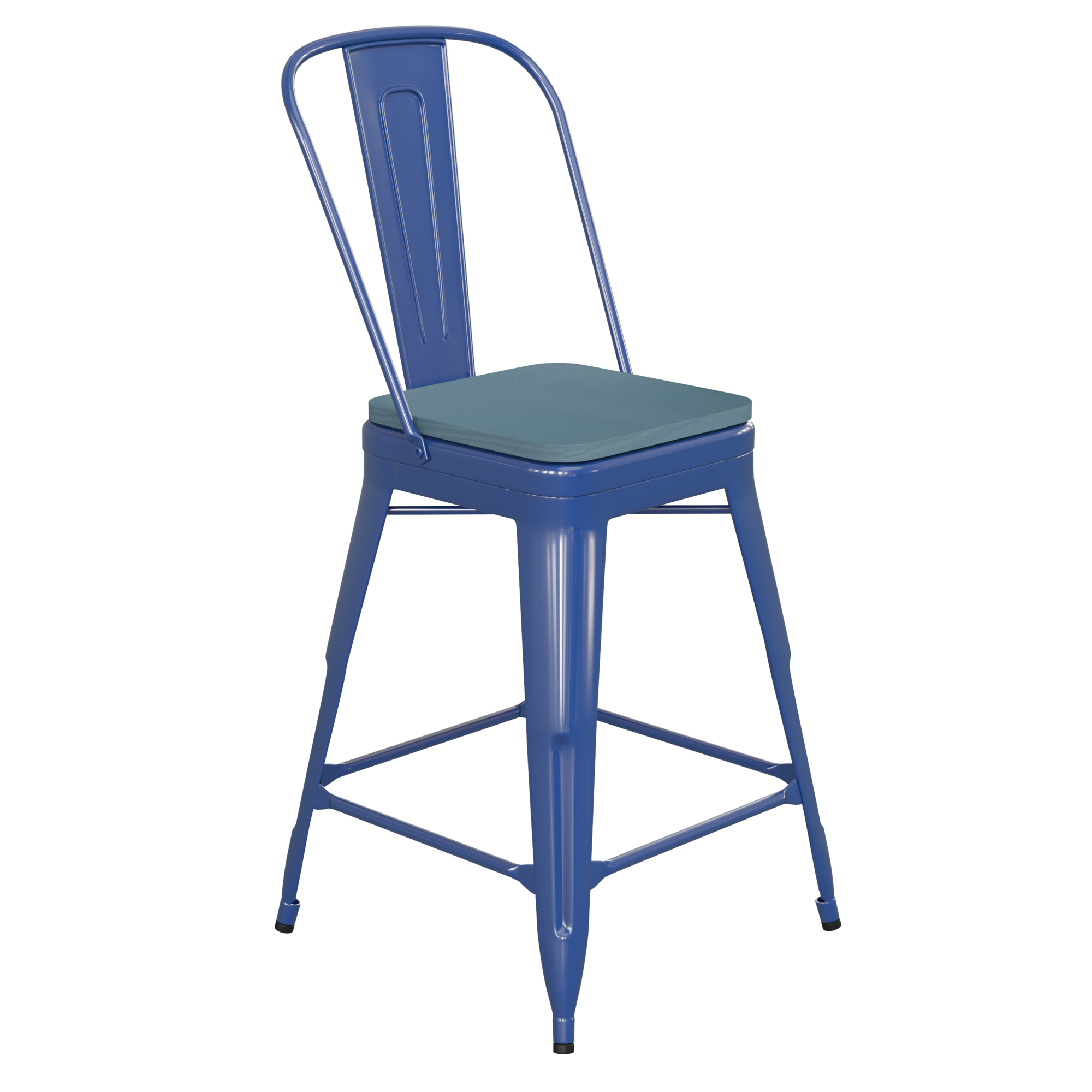 Flash Furniture, 24Inch Blue Metal Counter Stool-Teal Poly Seat, Primary Color Blue, Included (qty.) 1, Model CH3132024GBLP2C