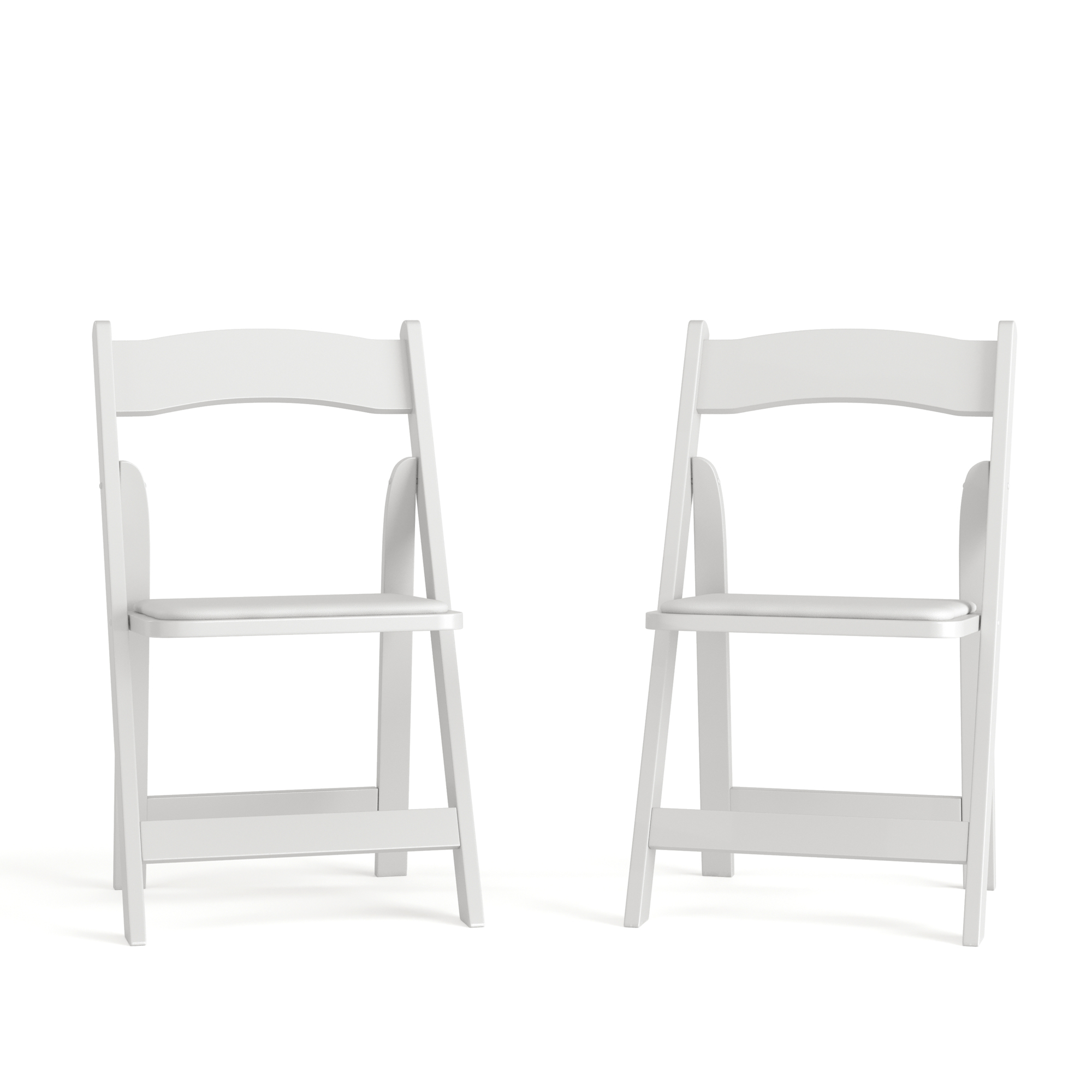 Flash Furniture, 2PK White Wood Folding Chair w/ Vinyl Padded Seat, Primary Color White, Included (qty.) 2, Model 2XF2901WHWOOD