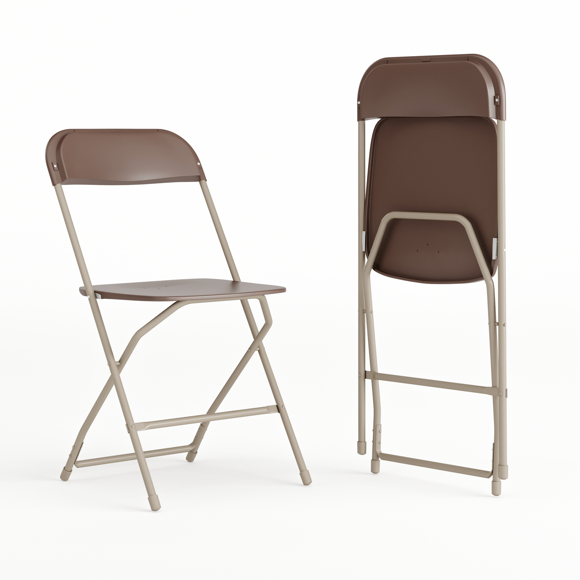 Flash Furniture, Folding Chair - Brown Plastic - 2 Pack, Primary Color Brown, Included (qty.) 2, Model 2LEL3BRN