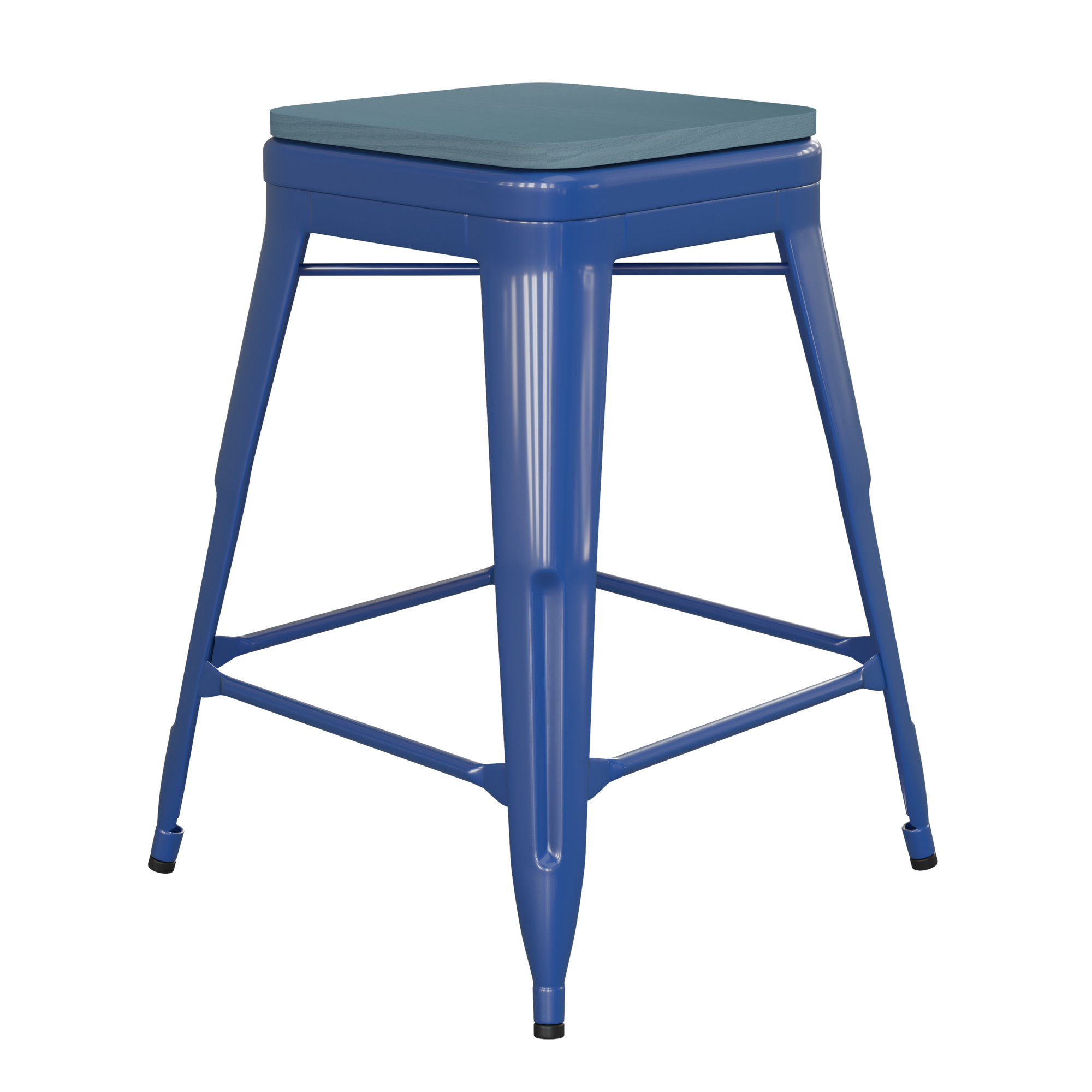 Flash Furniture, 24Inch Blue Metal Stool-Teal Blue Poly Seat, Primary Color Blue, Included (qty.) 1, Model CH3132024BLPL2C