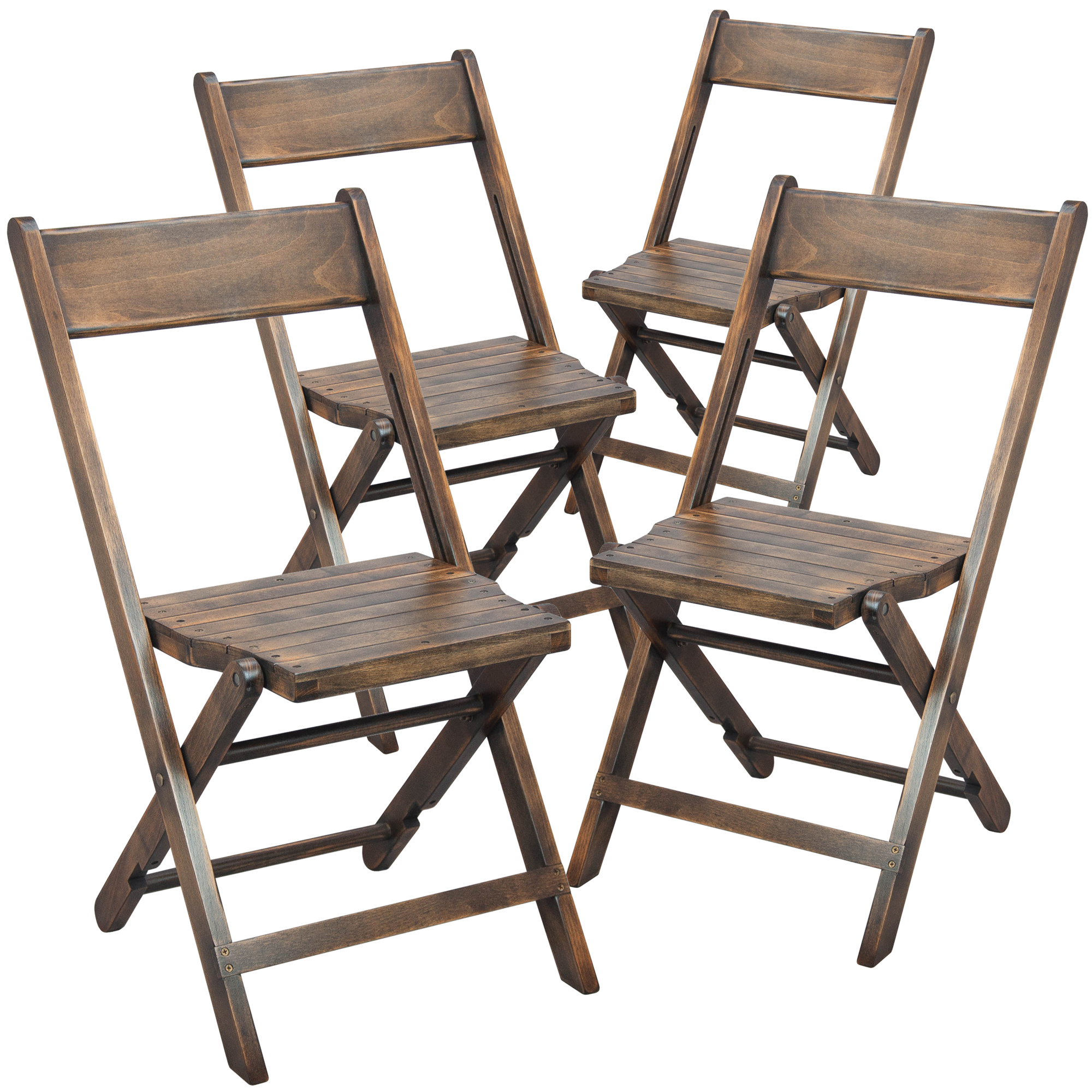 Flash Furniture, Slatted Wood Folding Wedding Chair - Antique Black, Primary Color Black, Included (qty.) 4, Model 4WFCSLATAB