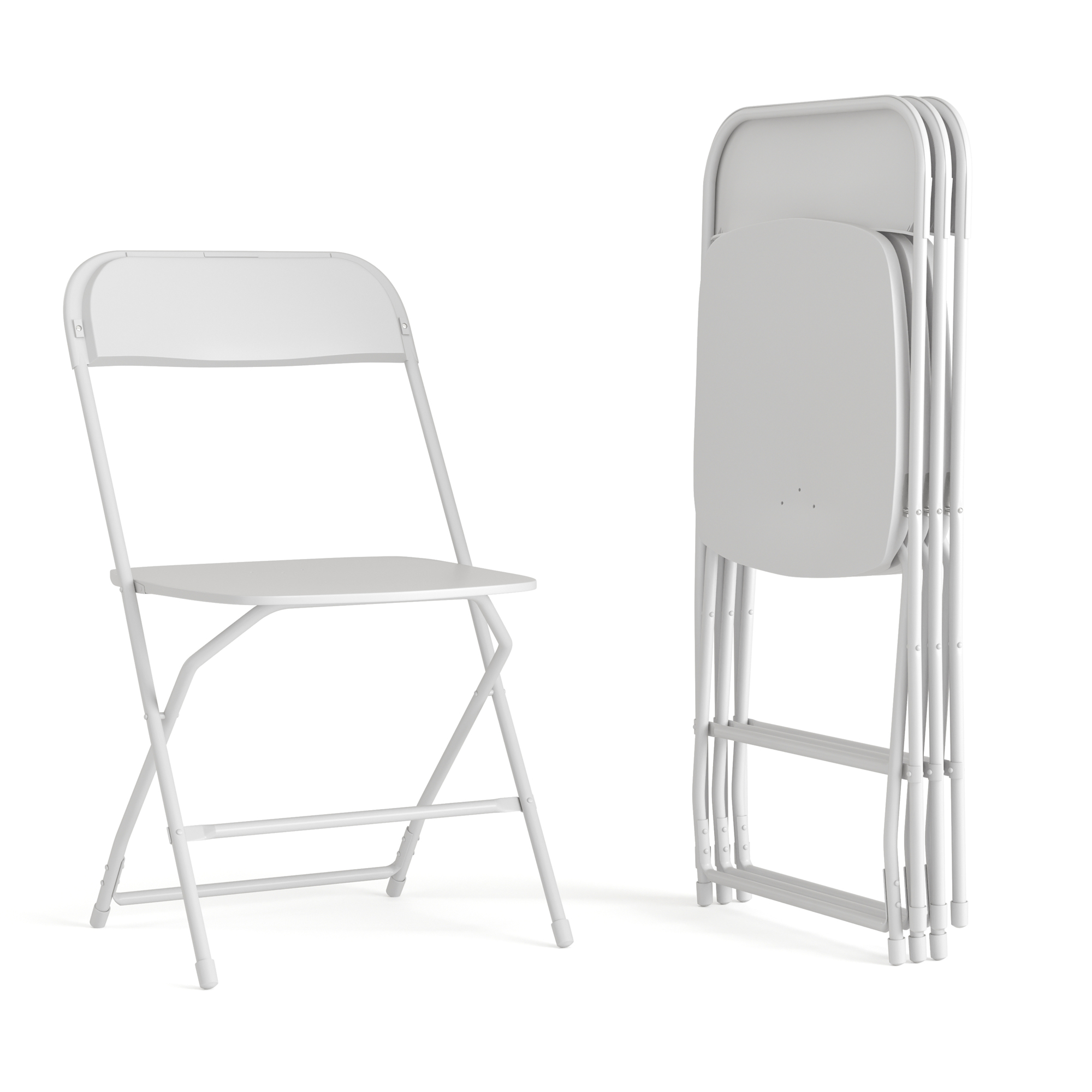 Flash Furniture, 4PK Commercial Grade White Plastic Folding Chairs, Primary Color White, Included (qty.) 4, Model 4LEL3WWH