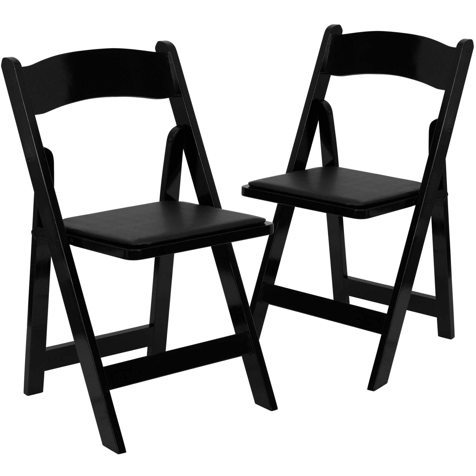 Flash Furniture, 2PK Black Wood Folding Chair w/ Vinyl Padded Seat, Primary Color Black, Included (qty.) 2, Model 2XF2902BKWOOD