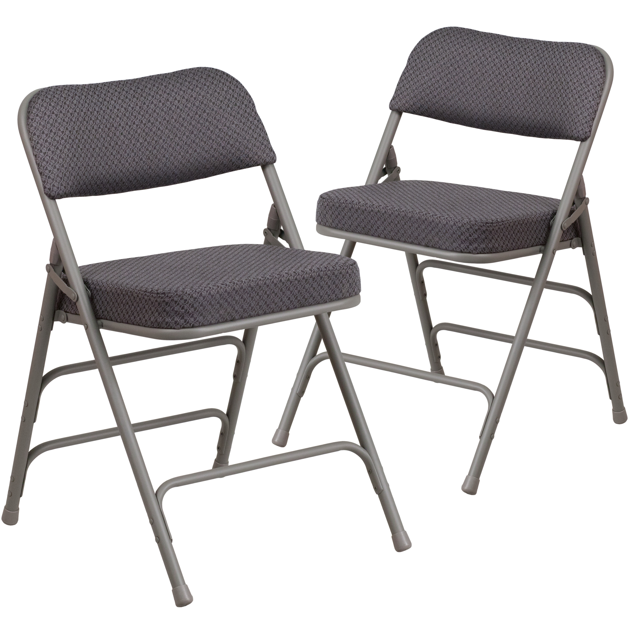 Flash Furniture, 2 Pack 18Inch W Curved Gray Fabric Metal Folding Chair, Primary Color Gray, Included (qty.) 2, Model 2AWMC320AFGRY