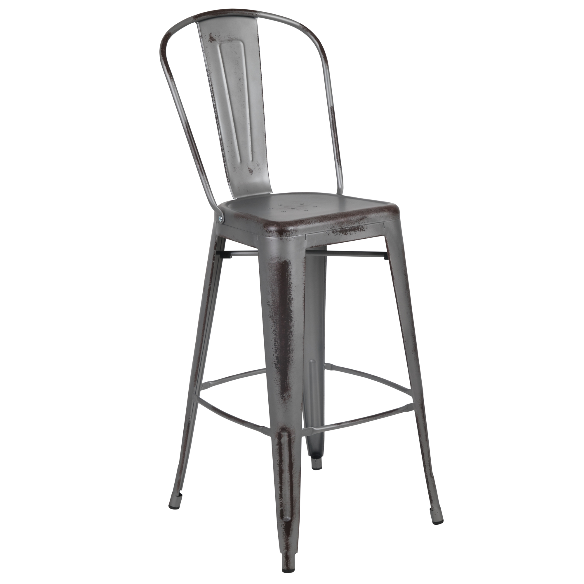 Flash Furniture, 30Inch H Distressed Silver Indoor-Outdoor Counterstool, Primary Color Gray, Included (qty.) 1, Model ET353430SIL