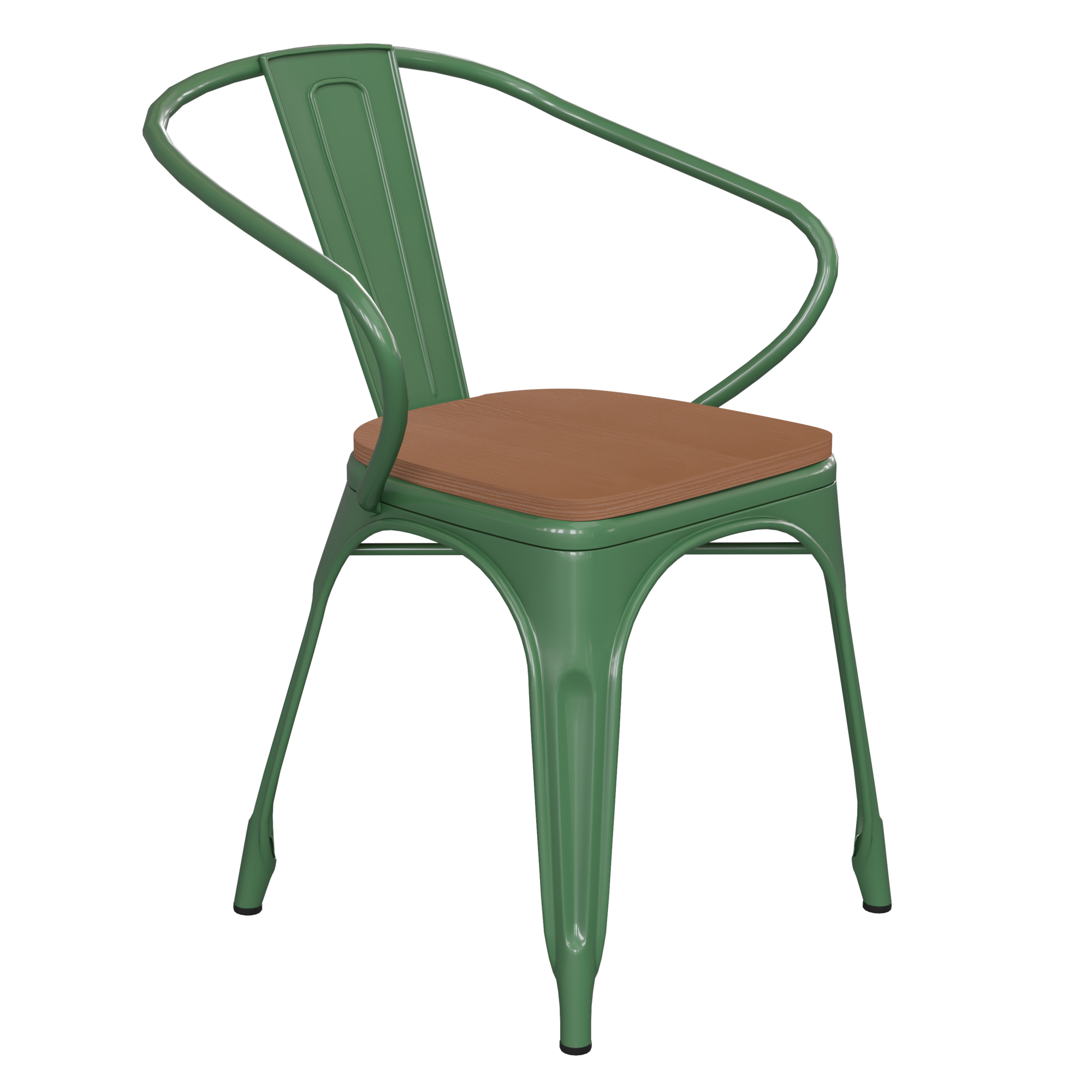 Flash Furniture, Green Metal Stack Chair with Teak Poly Resin Seat, Primary Color Green, Included (qty.) 1, Model CH31270GNPL1T