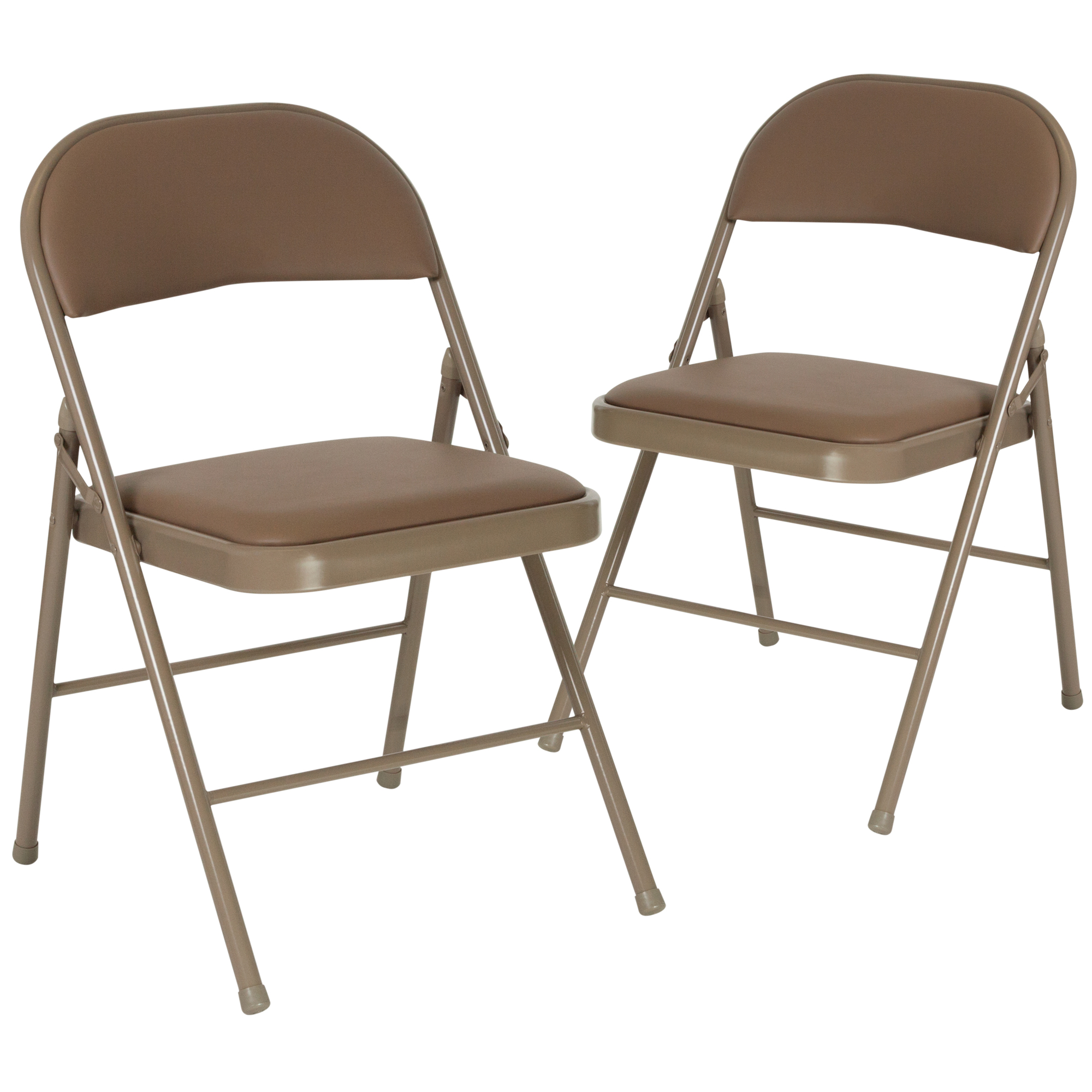 Flash Furniture, 2 Pack Double Braced Beige Vinyl Folding Chair, Primary Color Beige, Included (qty.) 2, Model 2HAF003DBGE