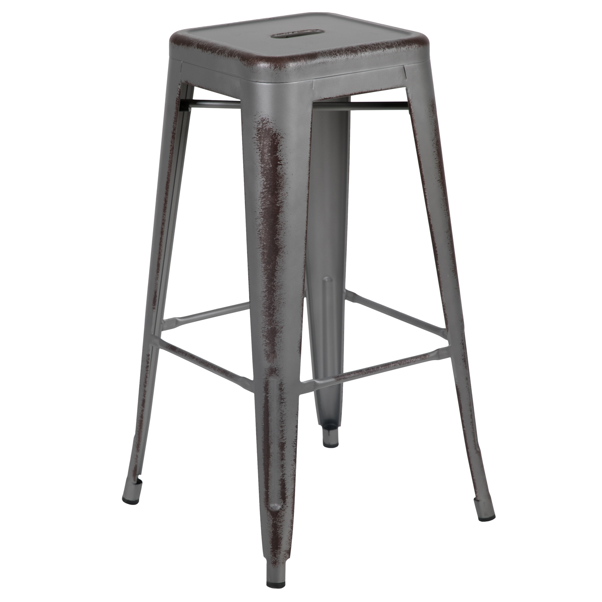 Flash Furniture, 30Inch H Backless Distressed Silver Metal Barstool, Primary Color Gray, Included (qty.) 1, Model ETBT350330SIL