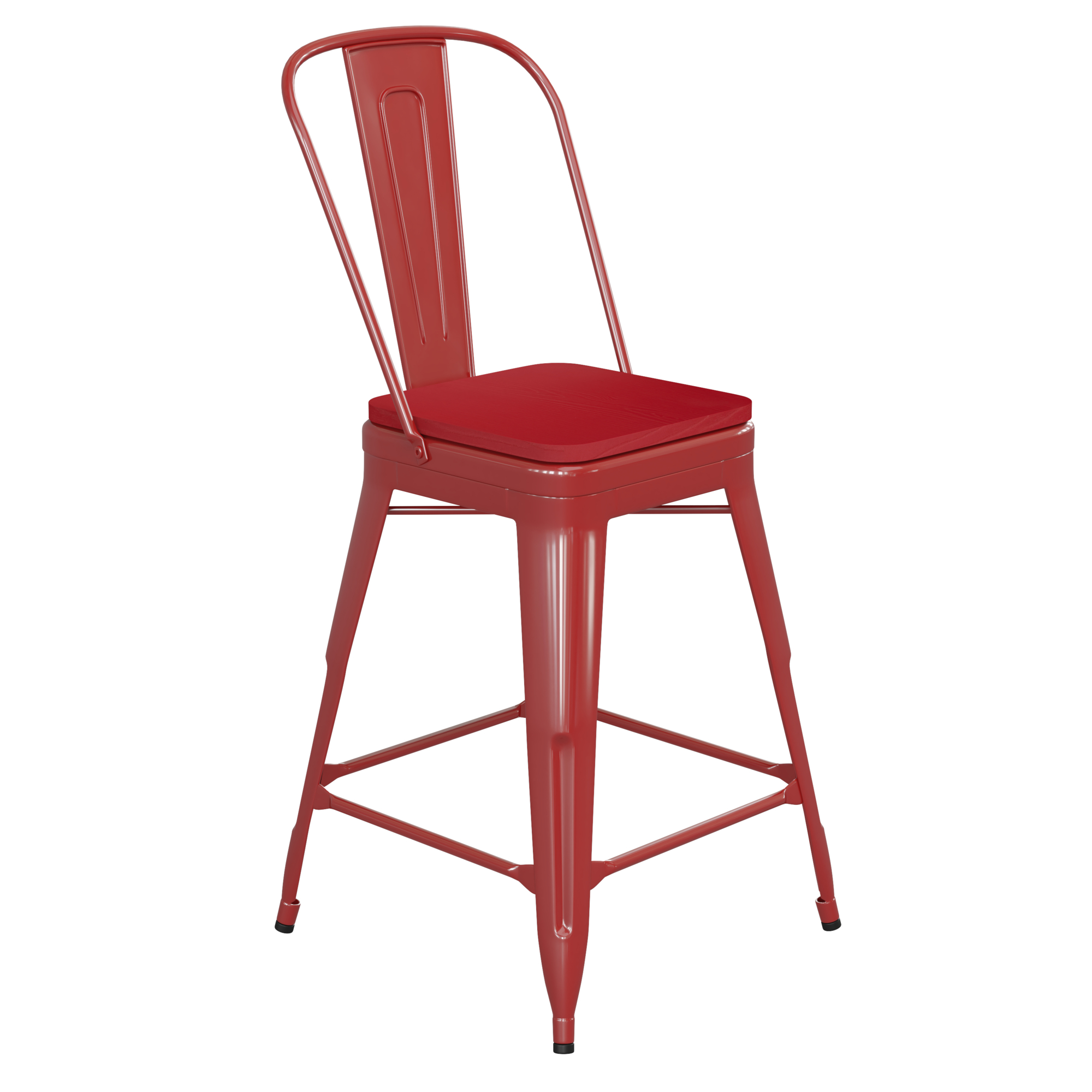 Flash Furniture, 24Inch Red Metal Counter Stool-Red Poly Seat, Primary Color Red, Included (qty.) 1, Model CH3132024GBRP2R
