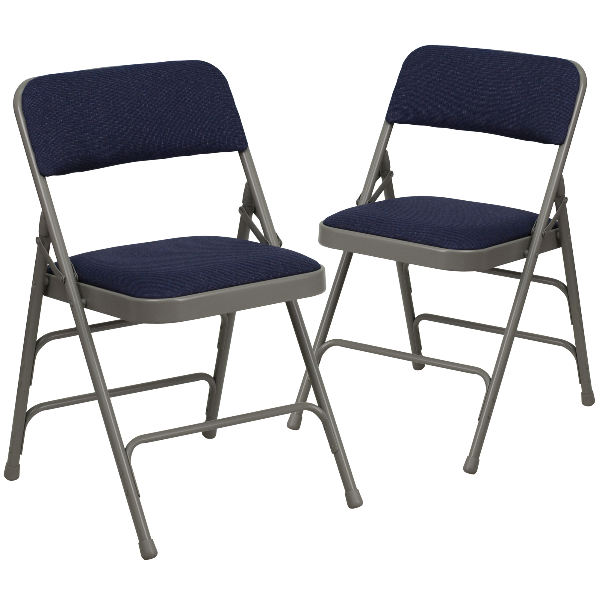 Flash Furniture, 2PK Triple Braced Navy Fabric Metal Folding Chair, Primary Color Blue, Included (qty.) 2, Model 2HAMC309AFNVY