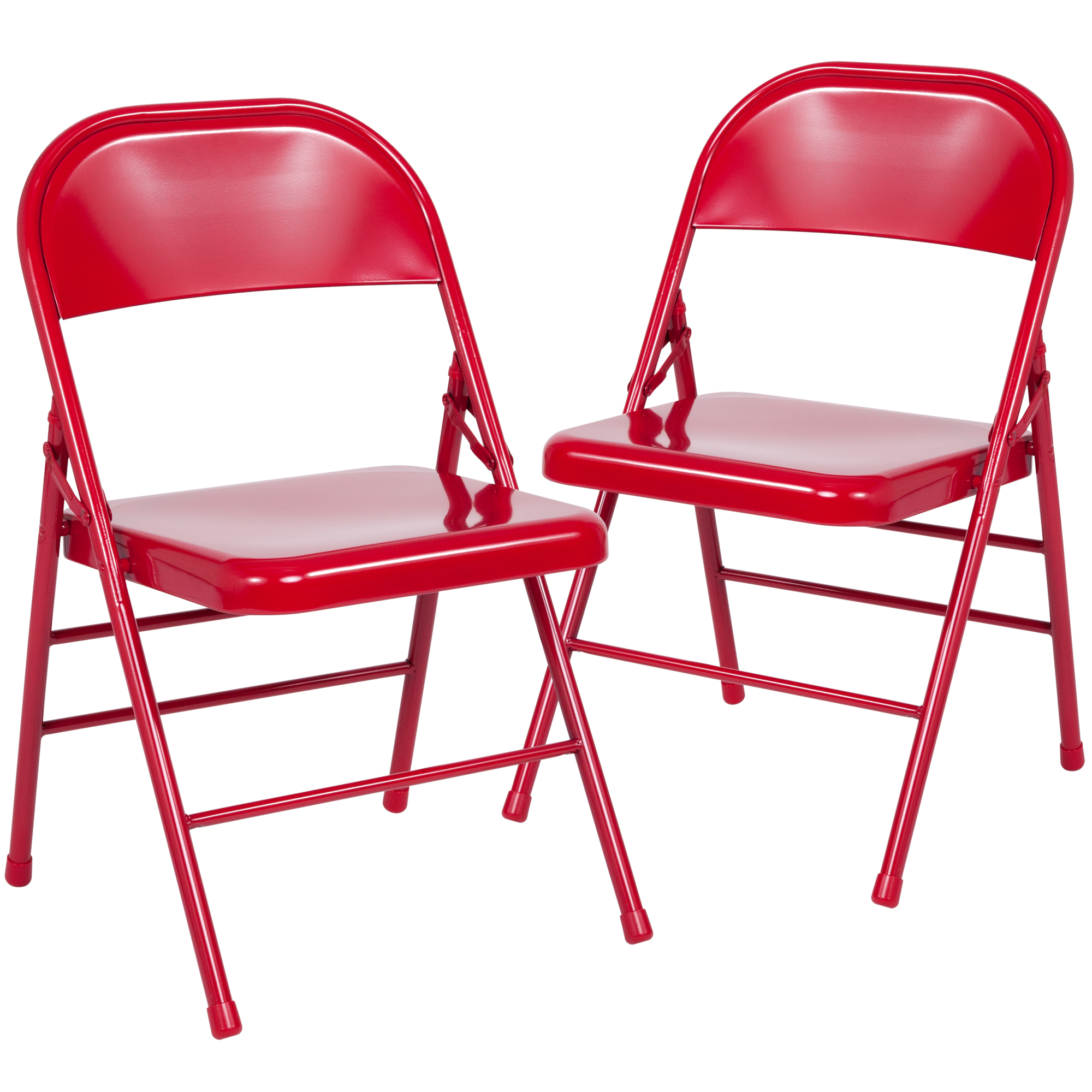 Flash Furniture, 2PK Triple Brace Double Hinged Red Folding Chair, Primary Color Red, Included (qty.) 2, Model 2HF3MC309ASRED