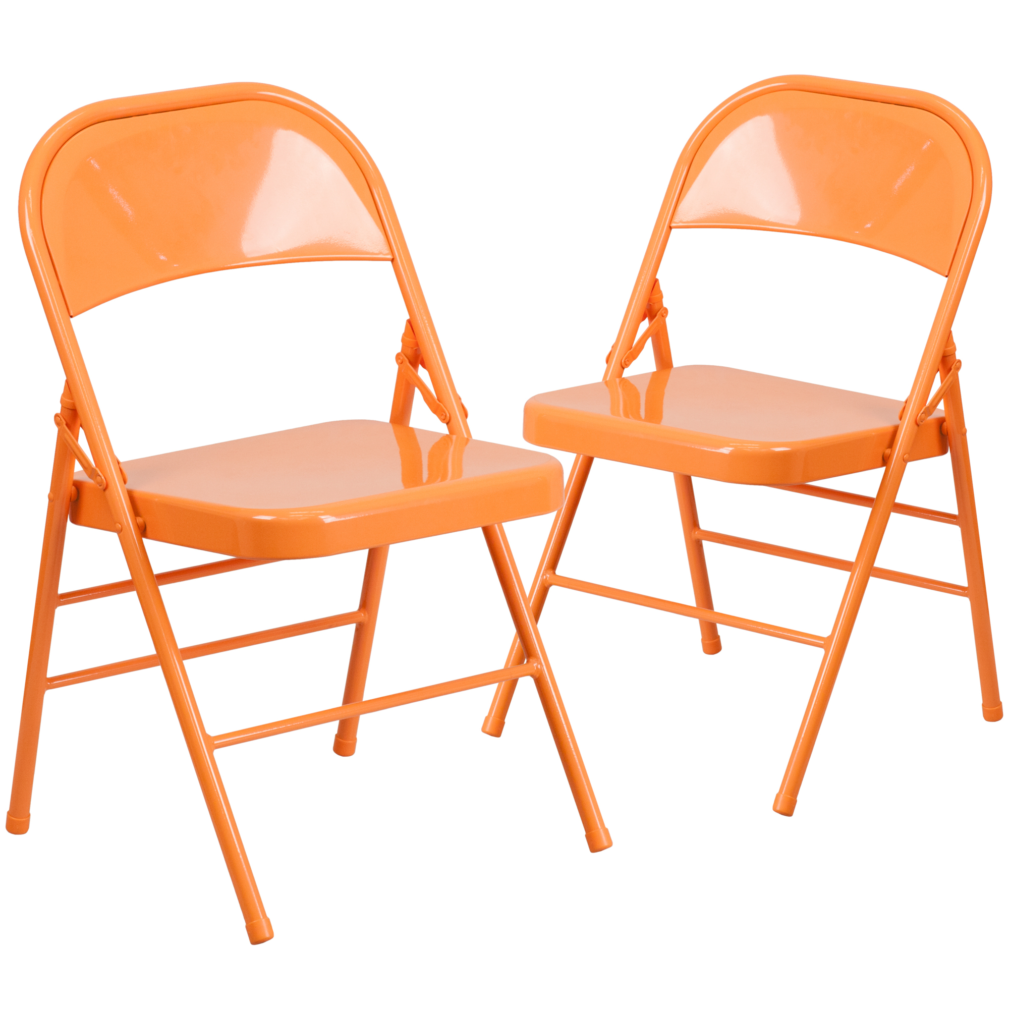 Flash Furniture, Orange Marmalade Triple Braced Metal Folding Chair, Primary Color Orange, Included (qty.) 2, Model 2HF3ORANGE