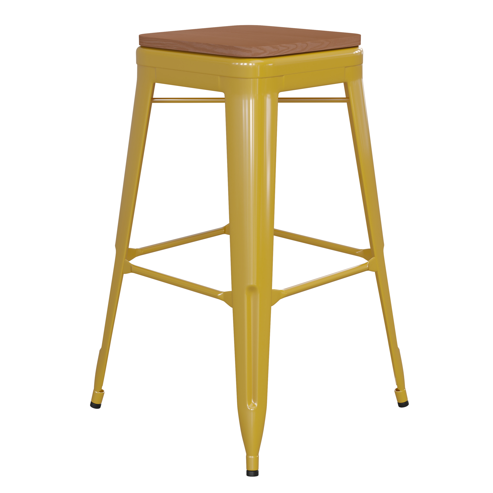Flash Furniture, 30Inch Yellow Metal Stool-Teak Poly Seat, Primary Color Yellow, Included (qty.) 1, Model CH3132030YLPL2T
