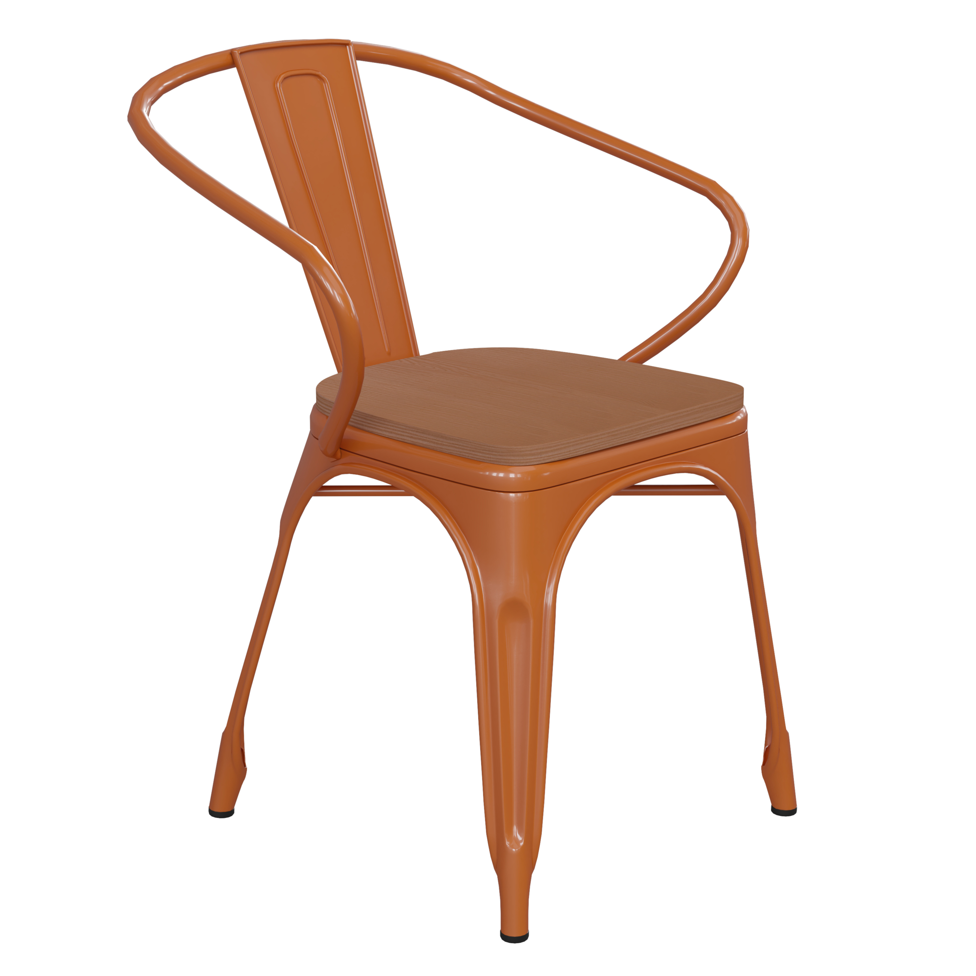 Flash Furniture, Orange Metal Stack Chair with Teak Poly Resin Seat, Primary Color Orange, Included (qty.) 1, Model CH31270ORPL1T