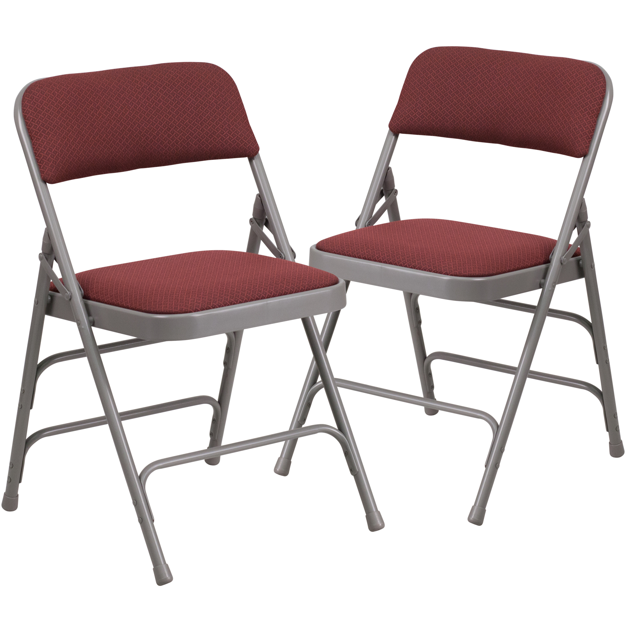 Flash Furniture, 2PK Burgundy Patterned Fabric Metal Folding Chair, Primary Color Burgundy, Included (qty.) 2, Model 2AWMC309AFBG