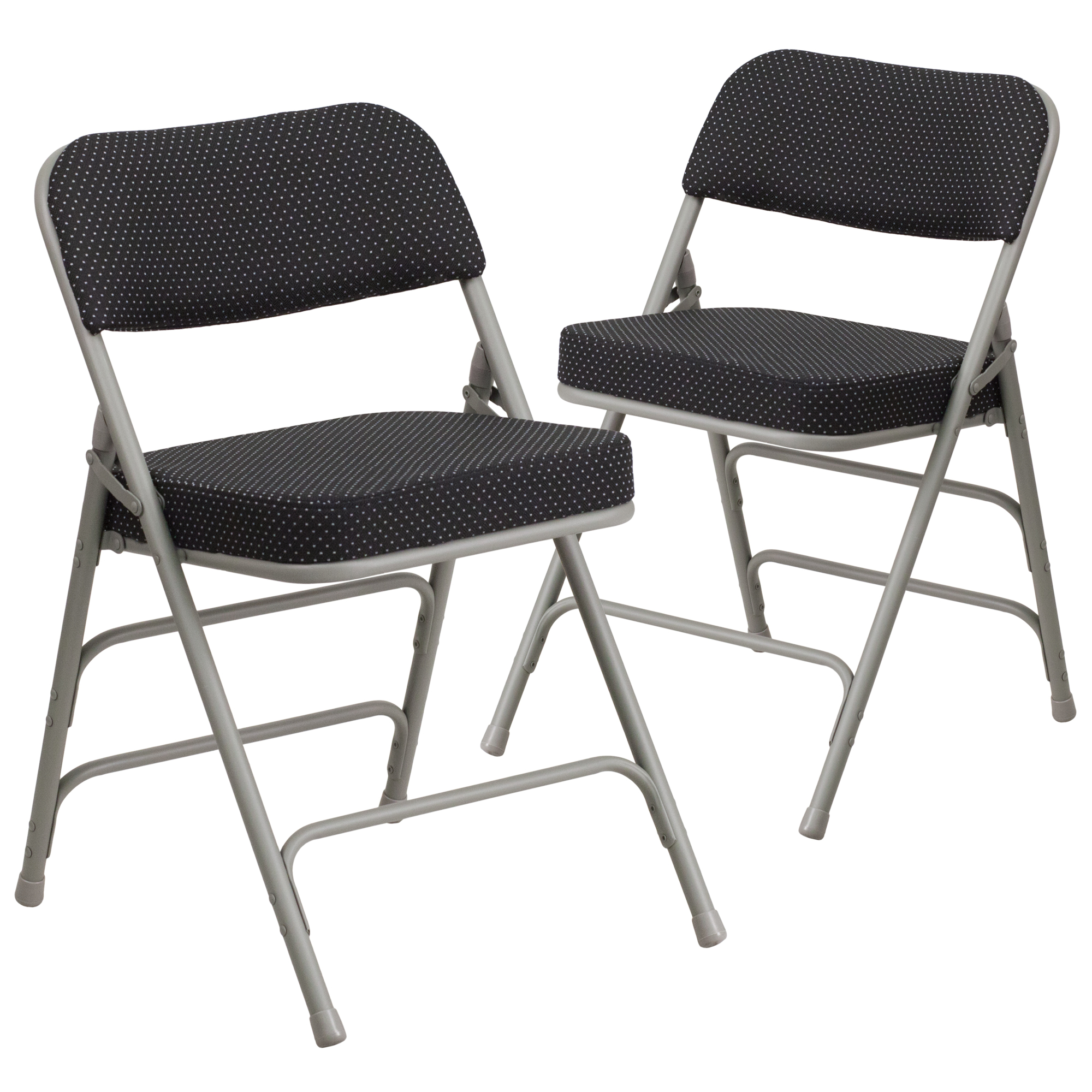 Flash Furniture, Premium Black Pin-Dot Fabric Metal Folding Chair, Primary Color Black, Included (qty.) 2, Model 2AWMC320AFBK