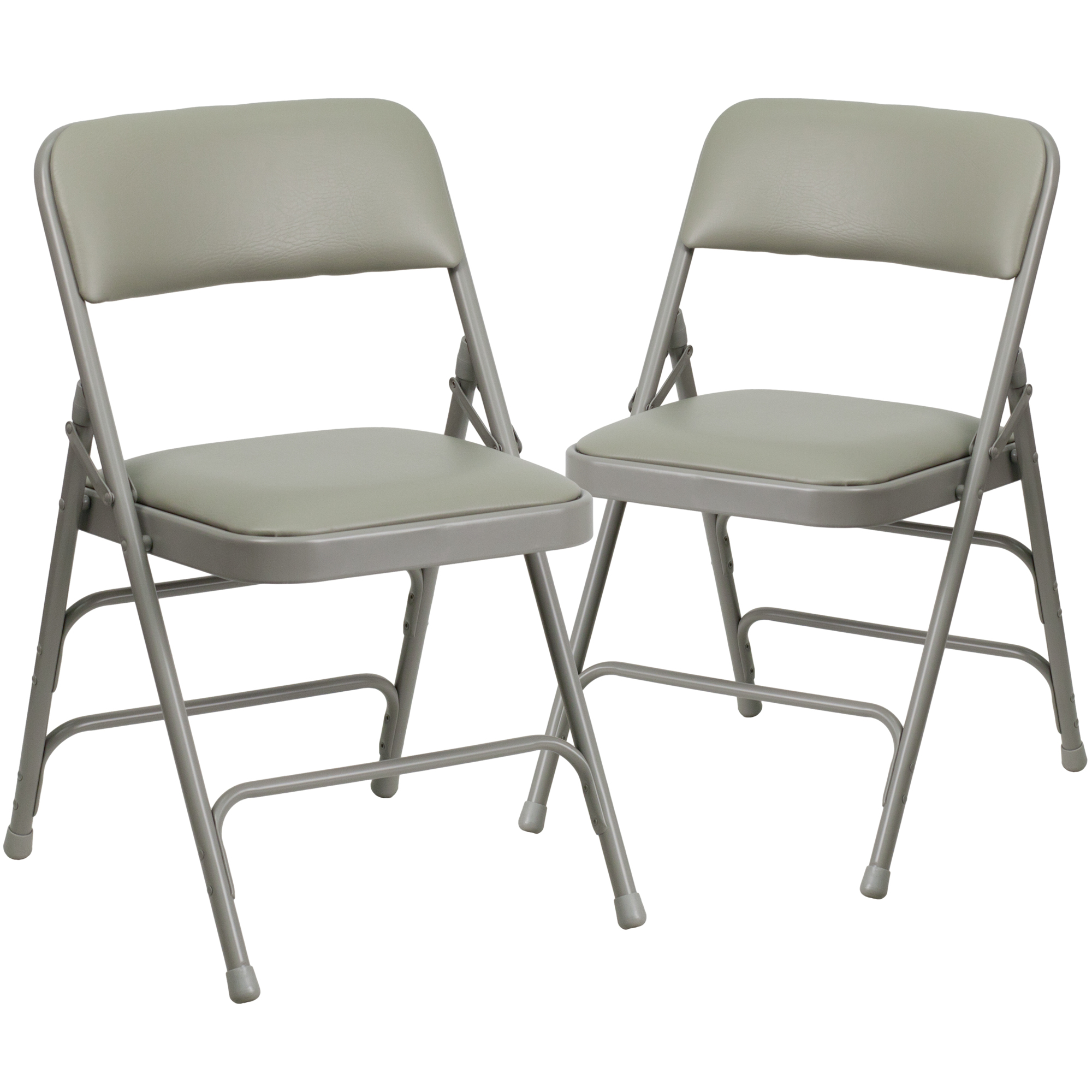 Flash Furniture, 2Pack Triple Braced Gray Vinyl Metal Folding Chair, Primary Color Gray, Included (qty.) 2, Model 2HAMC309AVGY