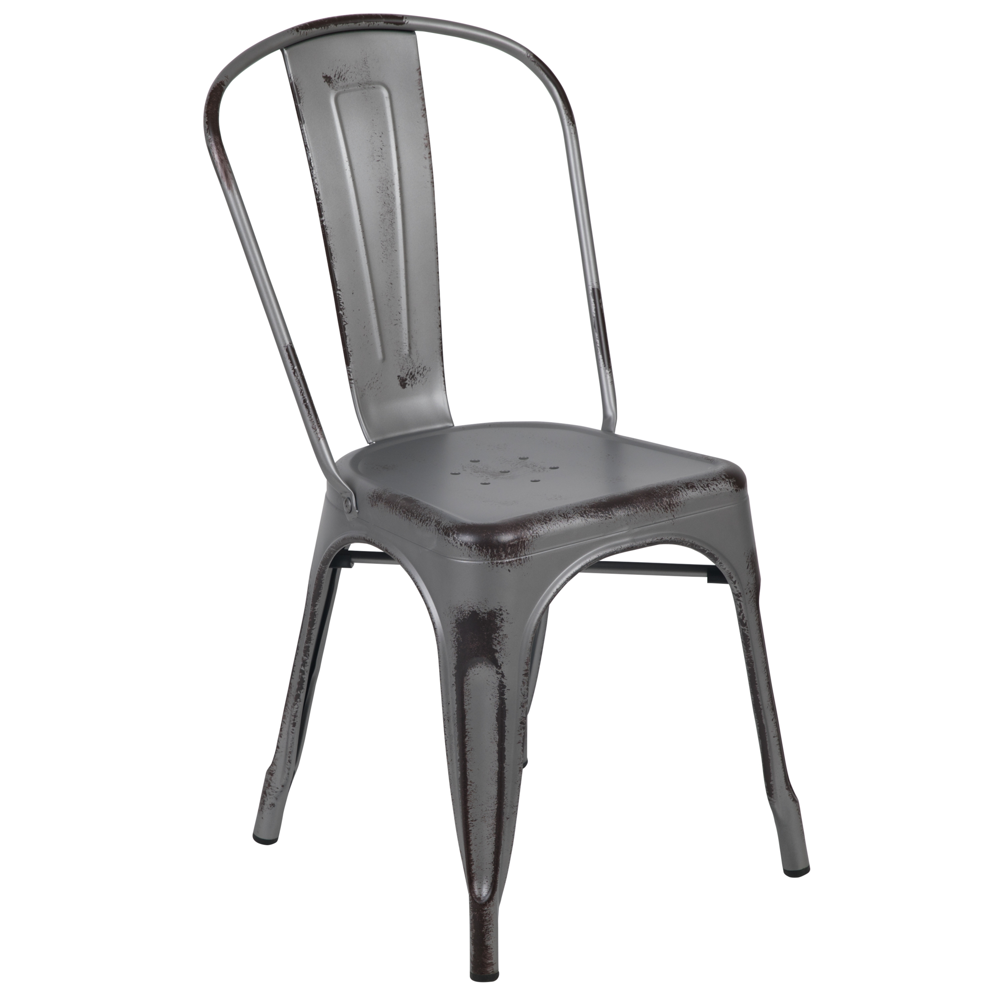 Flash Furniture, Distressed Silver Gray Metal Indoor-Outdoor Chair, Primary Color Gray, Included (qty.) 1, Model ET3534SIL